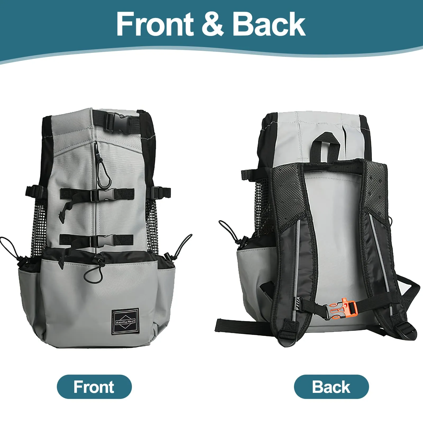 Galatée Zaino Per Cani, Zaino Per Cani Regolabile Portatile, Zaino Per Trasportini Ventilato, Zaino Per Animali Domestici Per Passeggiate All'Aperto Escursionismo Alpinismo Viaggi(XL, Nero) - immagine 2
