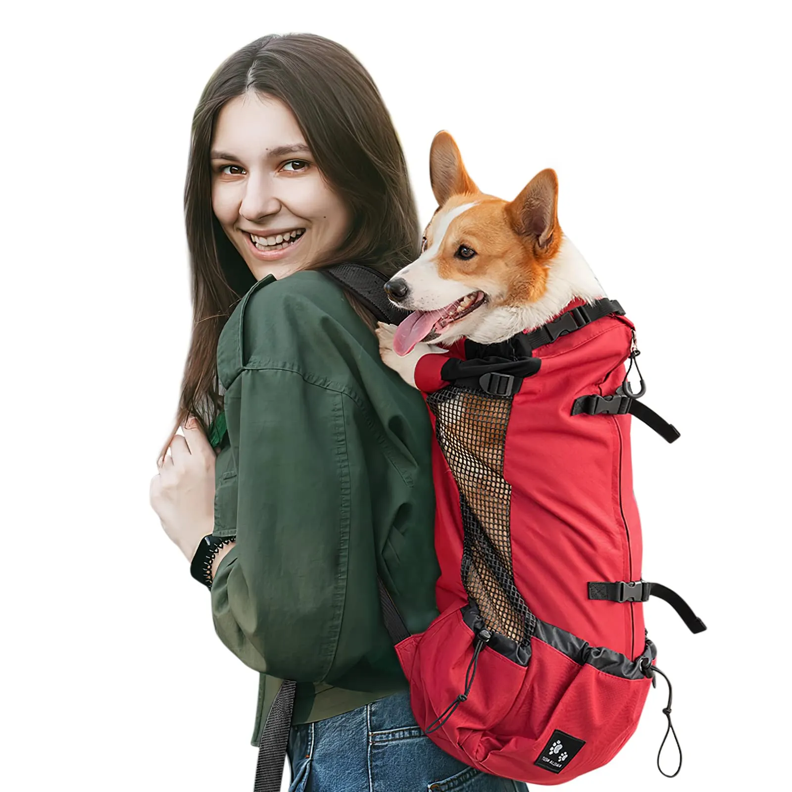 Galatée Zaino Per Cani, Zaino Per Cani Regolabile Portatile, Zaino Per Trasportini Ventilato, Zaino Per Animali Domestici Per Passeggiate All'Aperto Escursionismo Alpinismo Viaggi(L, Rosso) - immagine 1