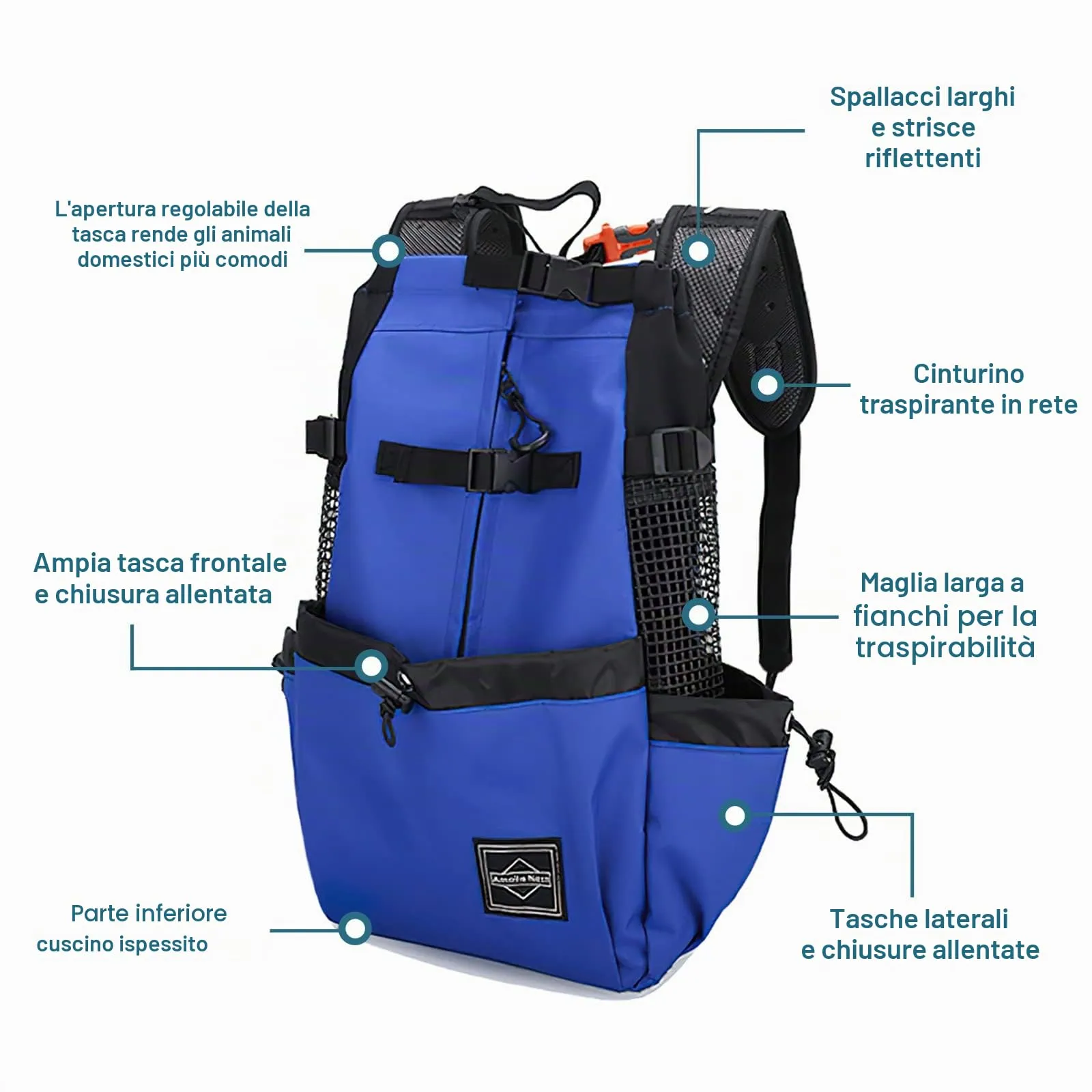 Galatée Zaino Per Cani, Zaino Per Cani Regolabile Portatile, Zaino Per Trasportini Ventilato, Zaino Per Animali Domestici Per Passeggiate All'Aperto Escursionismo Alpinismo Viaggi(L, Rosso) - immagine 3