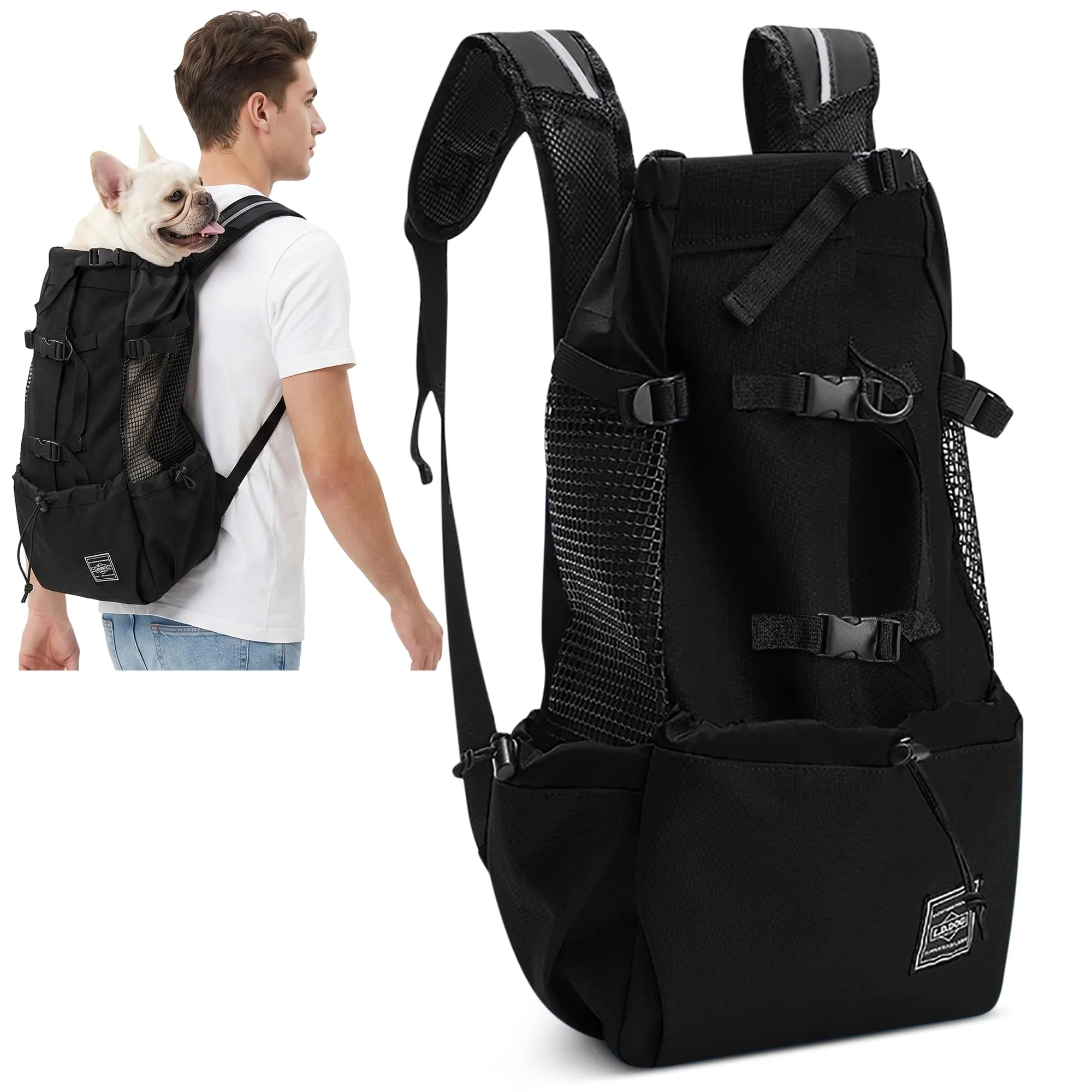 ALLSOPETS Zaino per Cani, Zaino Porta Cane Portatile, Nero Carbone, L - immagine 1