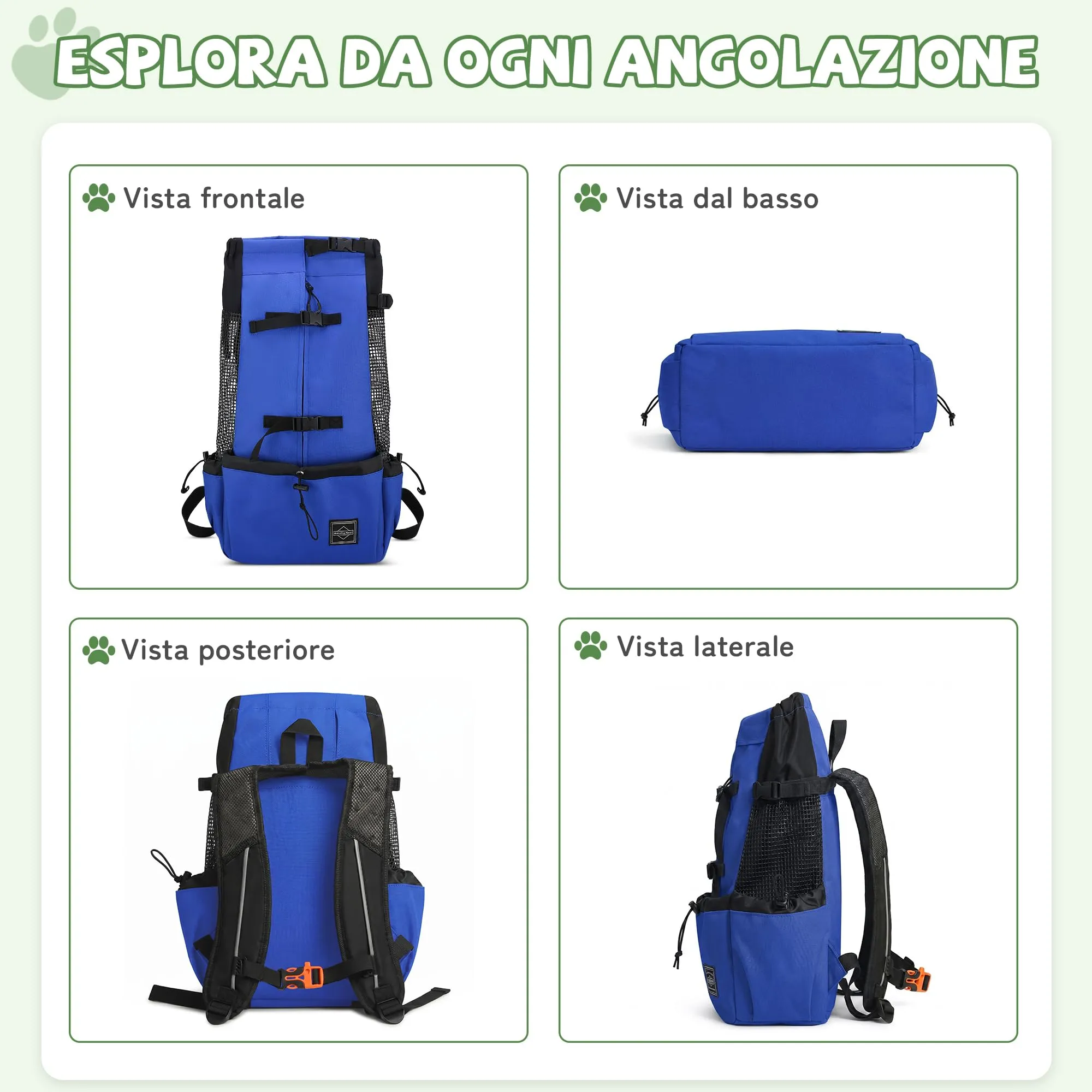 ALLSOPETS Zaino per Cani, Zaino Porta Cane Portatile, Blu Mezzanotte, XL - immagine 2