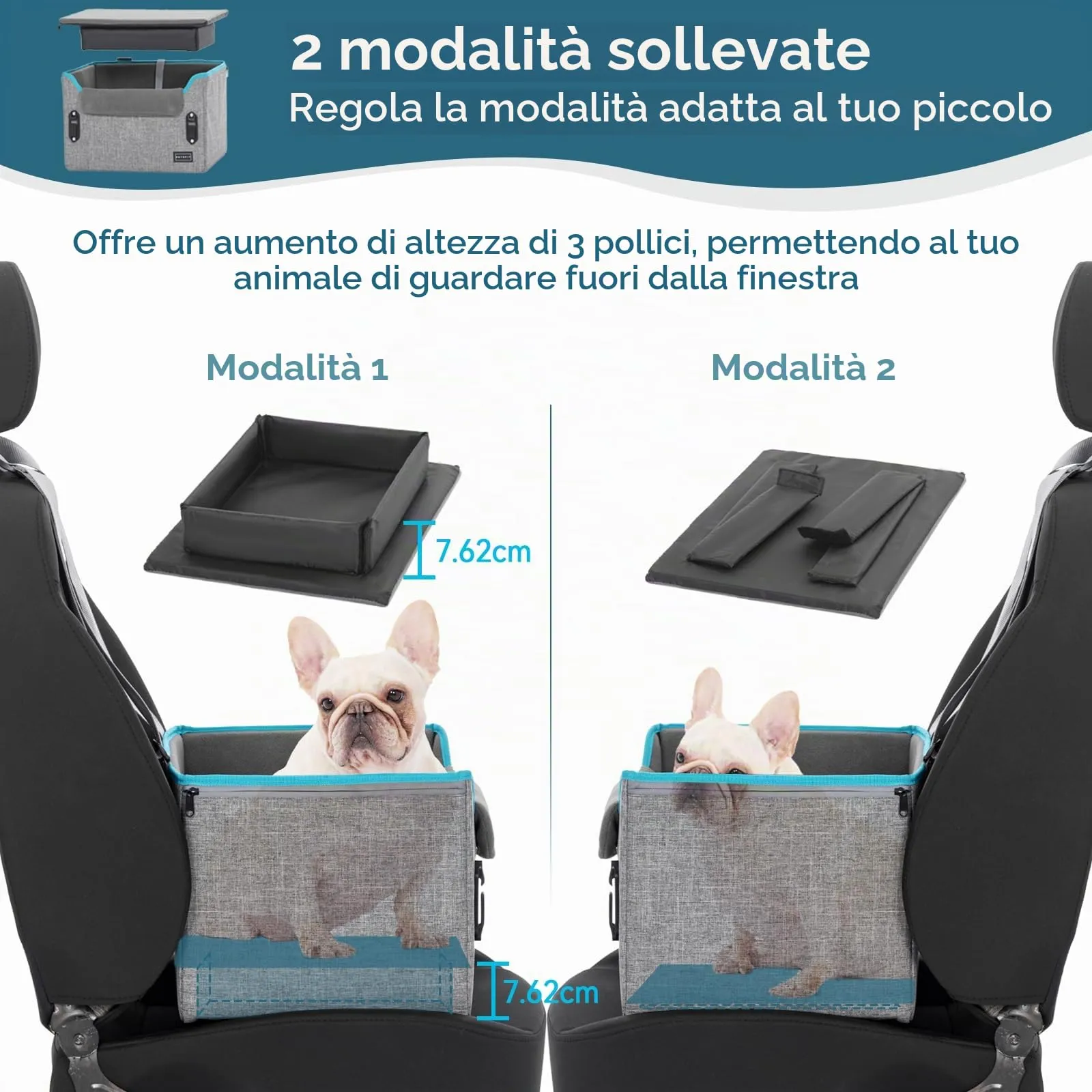 Petsfit Seggiolino Auto Trasportino per cani piccoli,Seggiolino cane auto anteriore con clip di sicurezza per la cintura e cuscino in peluche per cani piccoli fino a 6 kg - immagine 7