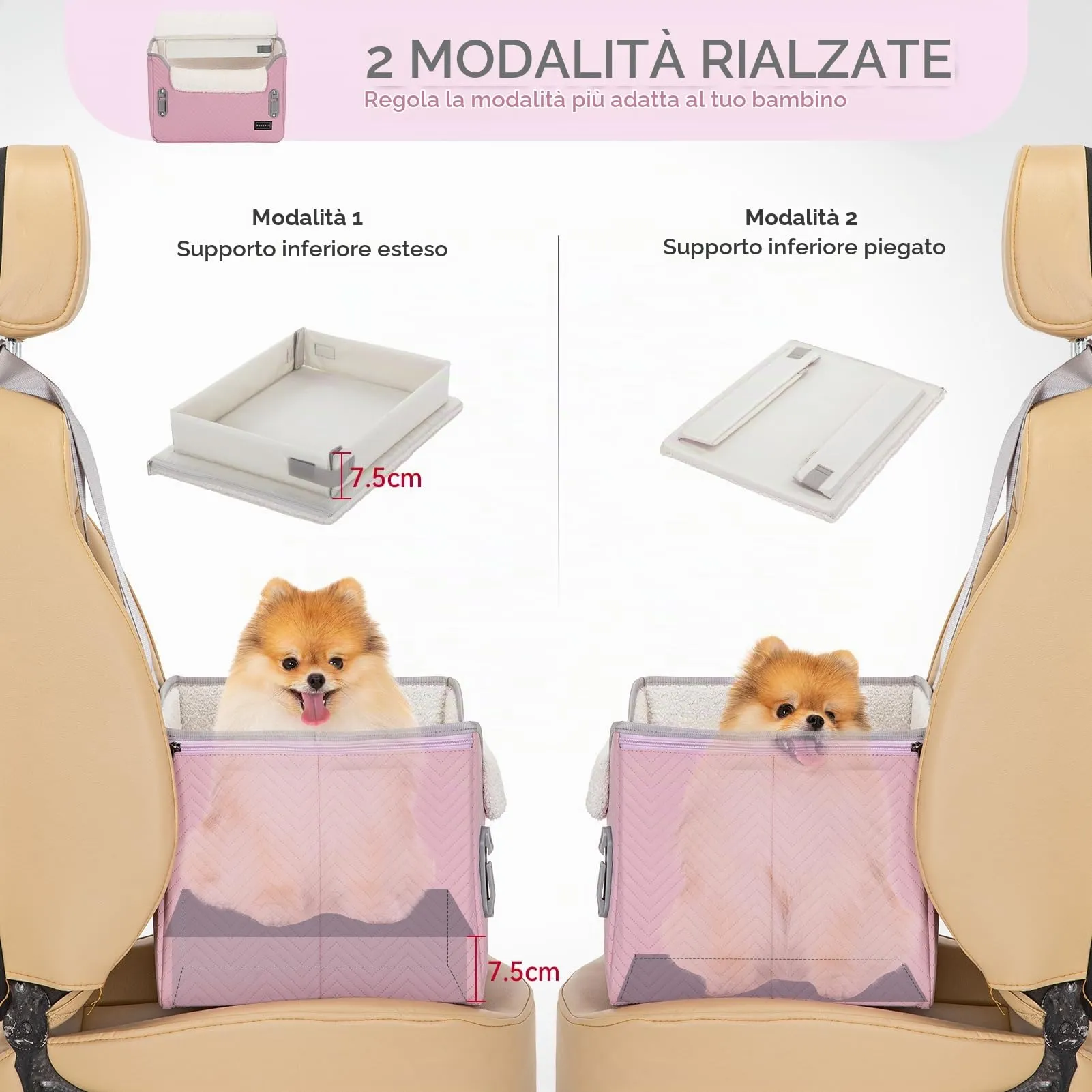 Petsfit Seggiolini auto per cani con fibbie di fissaggio per cintura di sicurezza, impermeabile, in pelle PU, con guinzaglio a clip, per animali domestici di piccola taglia fino a 6kg - immagine 3