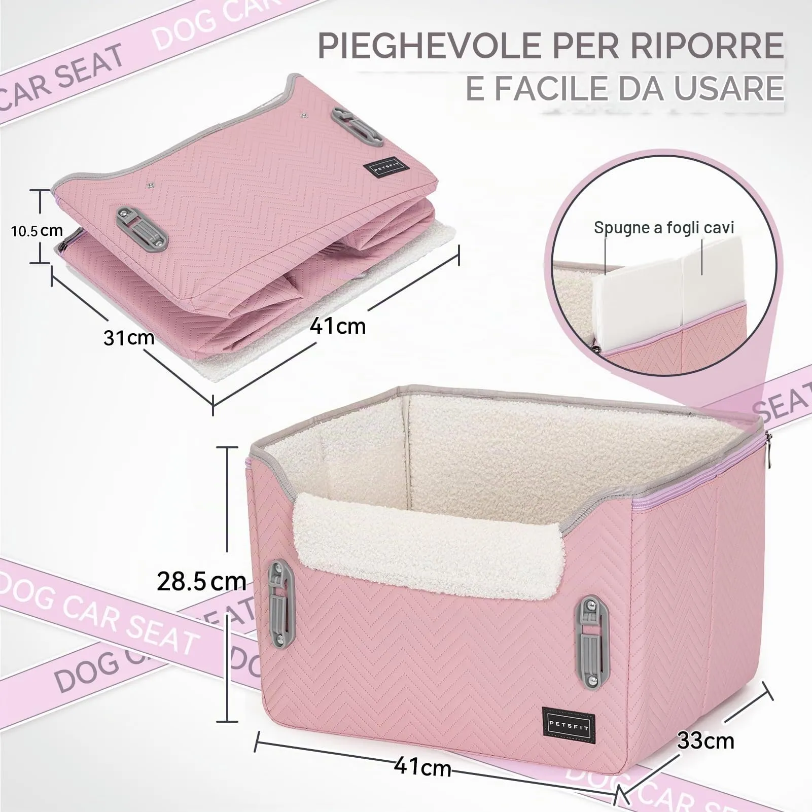 Petsfit Seggiolini auto per cani con fibbie di fissaggio per cintura di sicurezza, impermeabile, in pelle PU, con guinzaglio a clip, per animali domestici di piccola taglia fino a 6kg - immagine 5