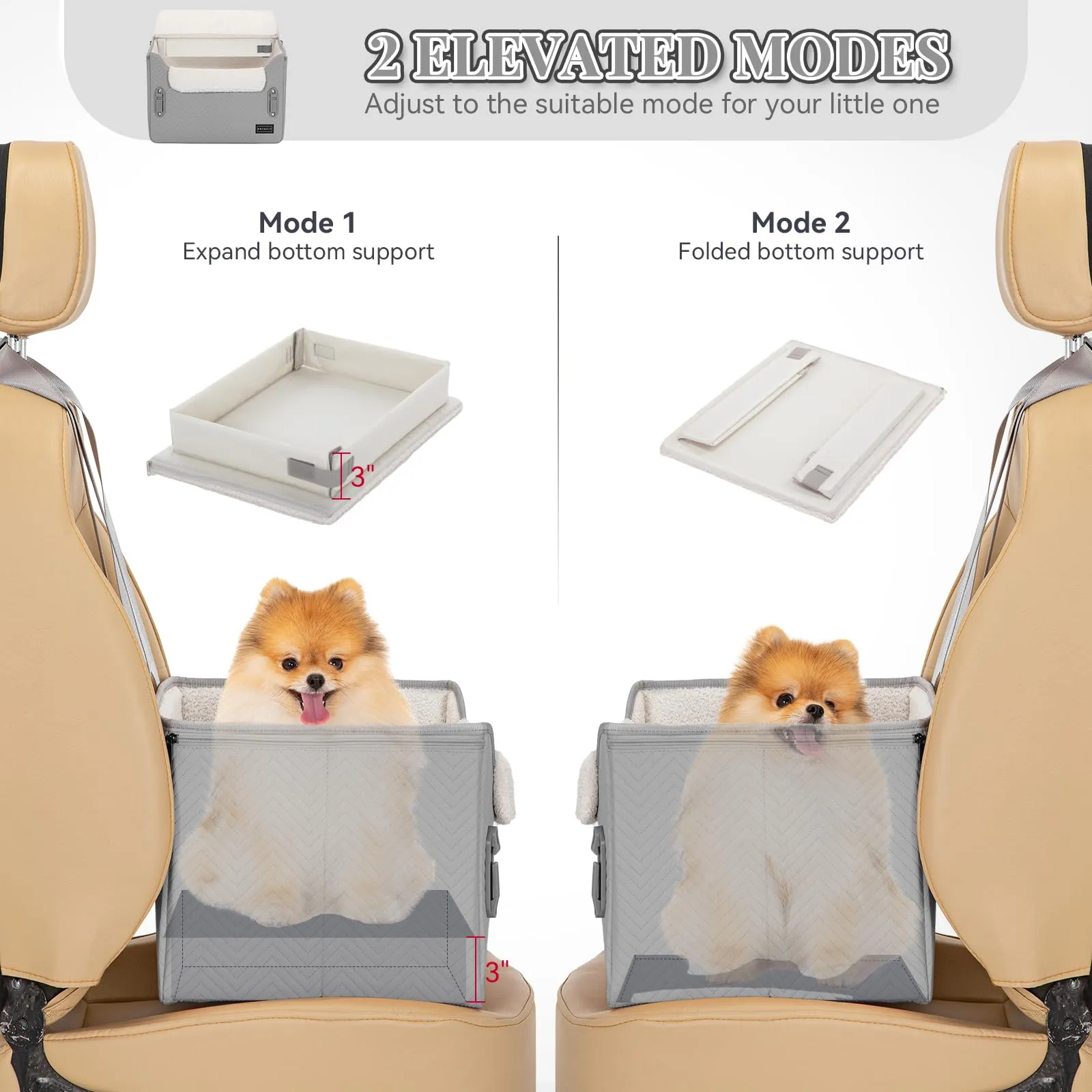 Petsfit Seggiolini auto per cani con fibbie di fissaggio per cintura di sicurezza, impermeabile, in pelle PU, con guinzaglio a clip, per animali domestici di piccola taglia fino a 6kg - immagine 5