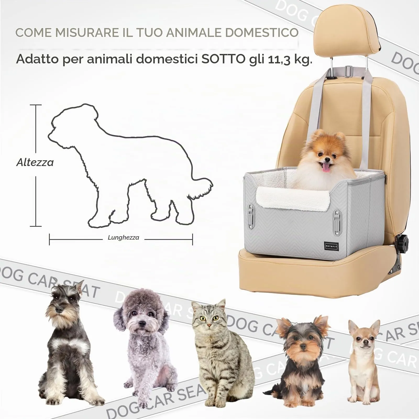Petsfit Seggiolini auto per cani con fibbie di fissaggio per cintura di sicurezza, impermeabile, in pelle PU, con guinzaglio a clip, per animali domestici di piccola taglia fino a 6kg - immagine 6