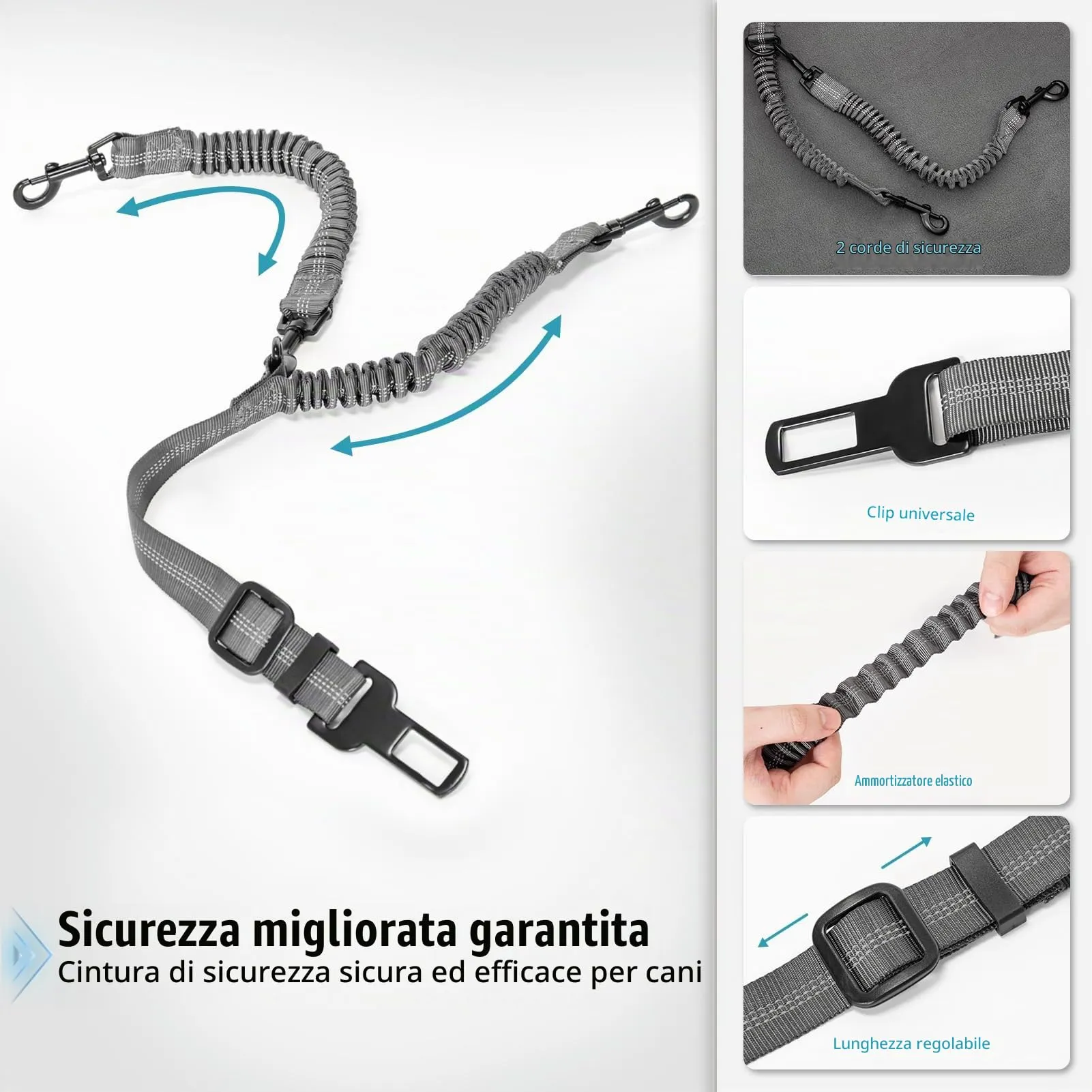 Petsfit Seggiolino Auto per cani piccoli, Trasportino cane Auto posteriore con clip di sicurezza per la cintura e cuscino in peluche - immagine 6