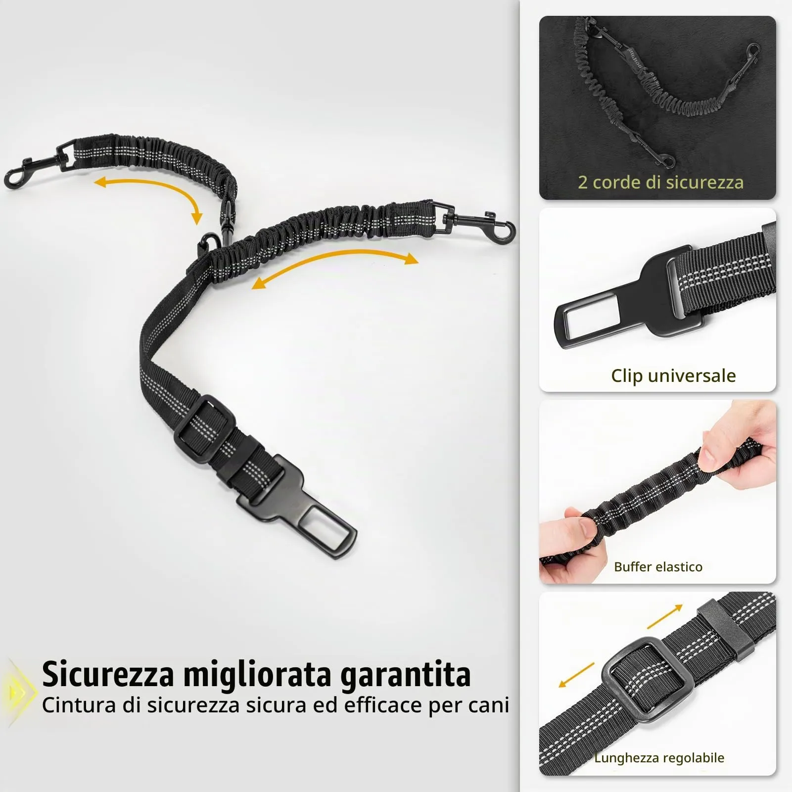 PETSFIT Seggiolino per auto cani media taglia, con fibbie cintura, altezza regolabile, tasche grandi - immagine 4