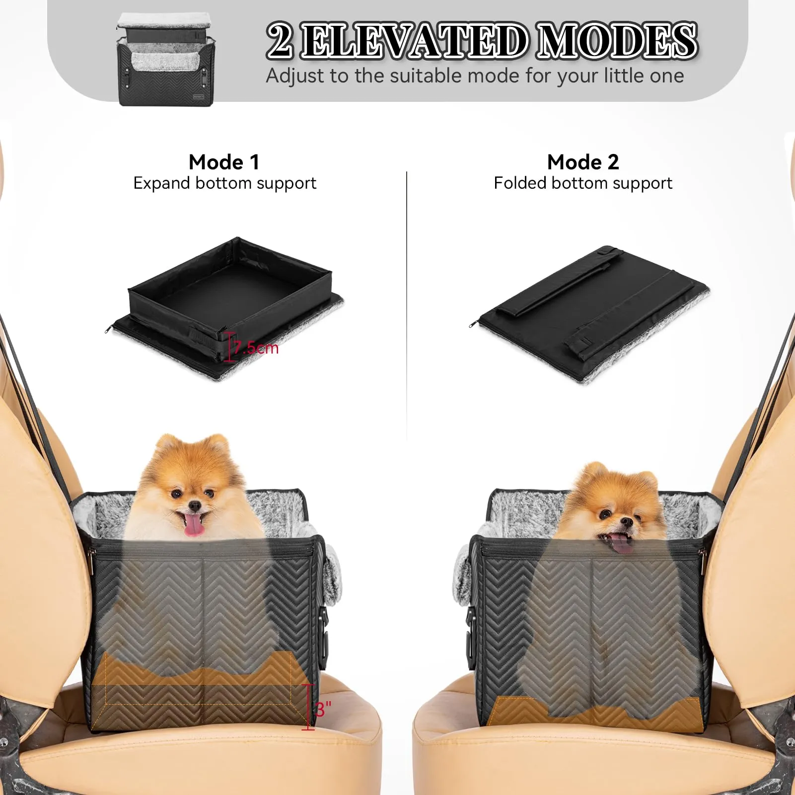 Petsfit Seggiolini auto per cani con fibbie di fissaggio per cintura di sicurezza, impermeabile, in pelle PU, con guinzaglio a clip, per animali domestici di piccola taglia fino a 6kg - immagine 6