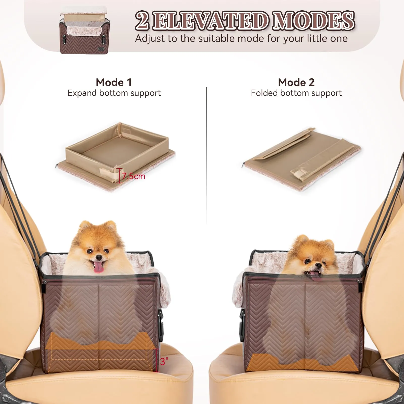 Petsfit Seggiolini auto per cani con fibbie di fissaggio per cintura di sicurezza, impermeabile, in pelle PU, con guinzaglio a clip, per animali domestici di piccola taglia fino a 6kg - immagine 4