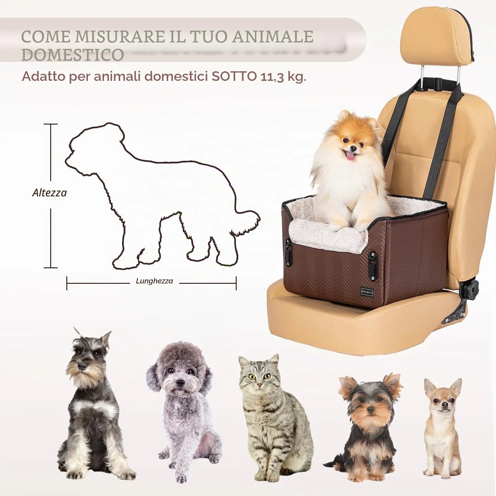 Petsfit Seggiolini auto per cani con fibbie di fissaggio per cintura di sicurezza, impermeabile, in pelle PU, con guinzaglio a clip, per animali domestici di piccola taglia fino a 6kg - immagine 6