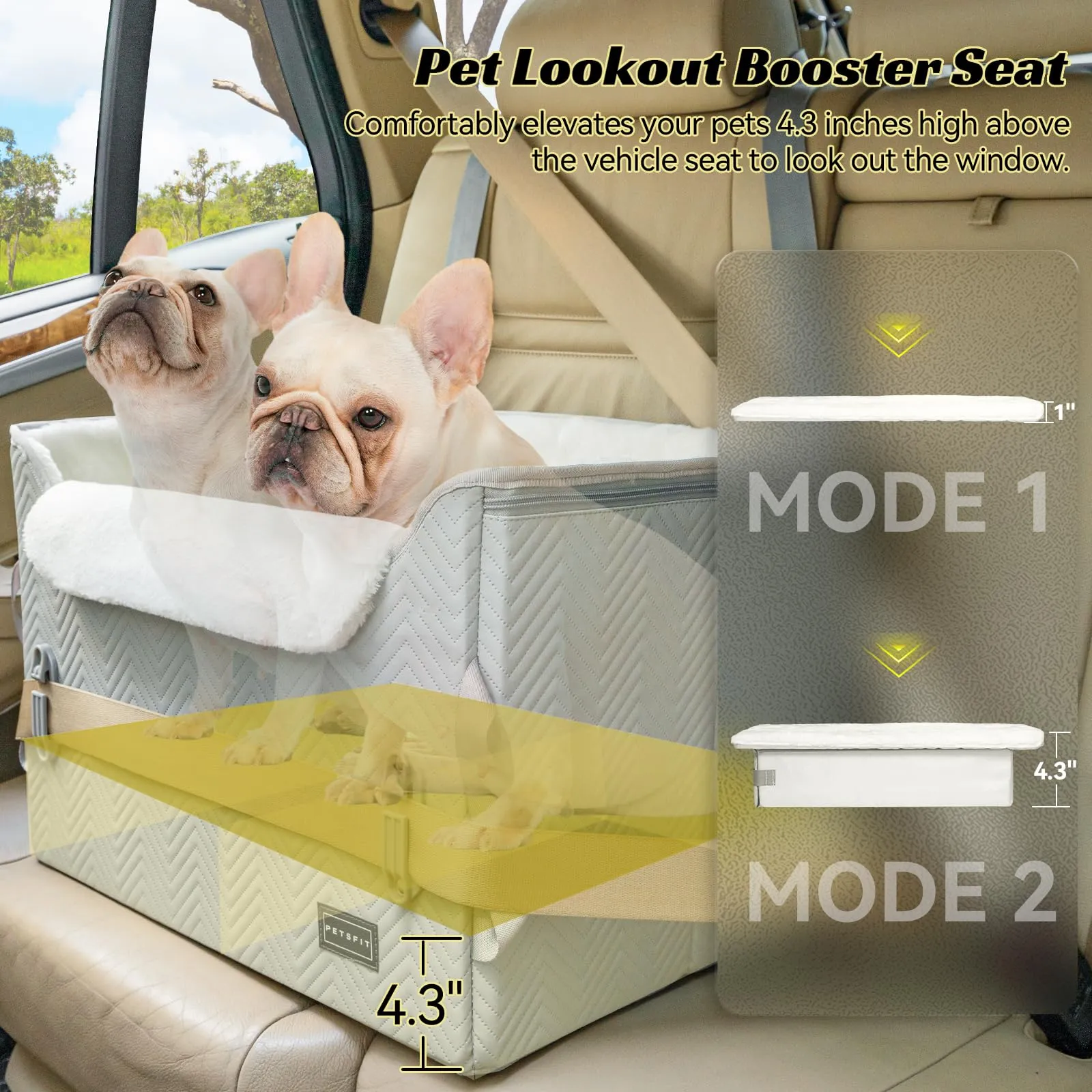 Petsfit Seggiolini auto per cani con fibbie di fissaggio per cintura di sicurezza, impermeabile, in pelle PU, con guinzaglio a clip, per animali domestici di piccola taglia fino a 12kg - immagine 3