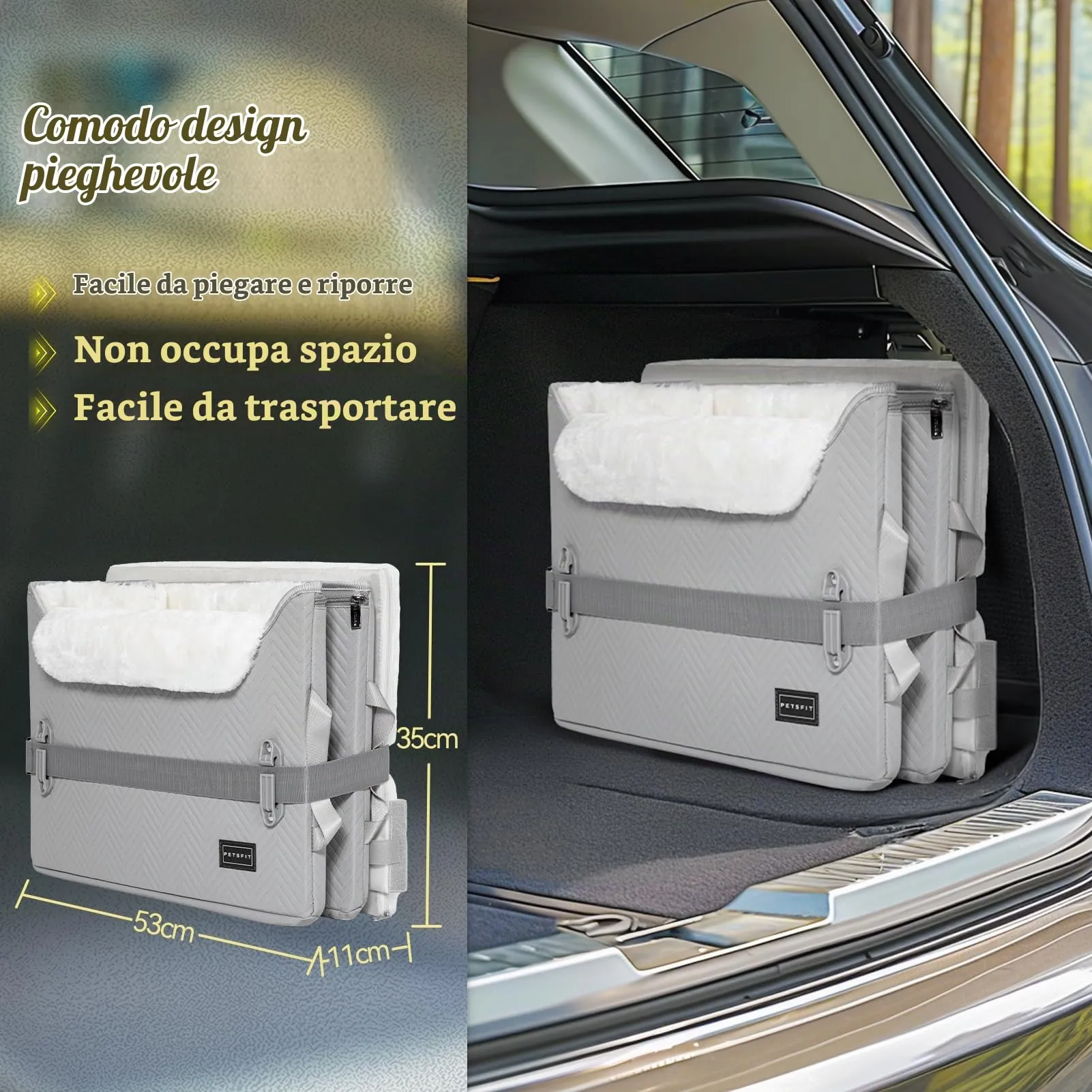 Petsfit Seggiolini auto per cani con fibbie di fissaggio per cintura di sicurezza, impermeabile, in pelle PU, con guinzaglio a clip, per animali domestici di piccola taglia fino a 12kg - immagine 7