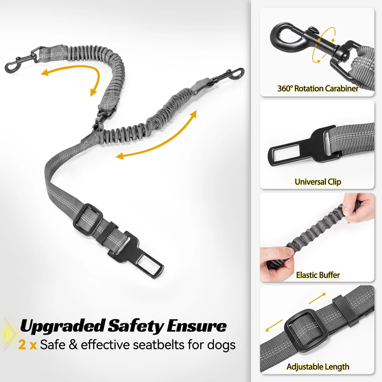 Petsfit Seggiolini auto per cani con fibbie di fissaggio per cintura di sicurezza, impermeabile, in pelle PU, con guinzaglio a clip, per animali domestici di piccola taglia fino a 12kg - immagine 8