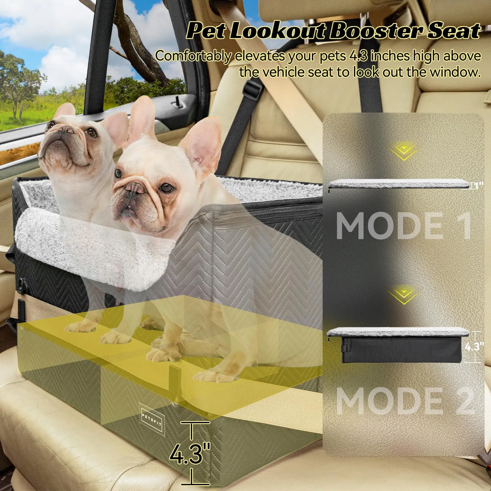 Petsfit Seggiolini auto per cani con fibbie di fissaggio per cintura di sicurezza, impermeabile, in pelle PU, con guinzaglio a clip, per animali domestici di piccola taglia fino a 12kg - immagine 3