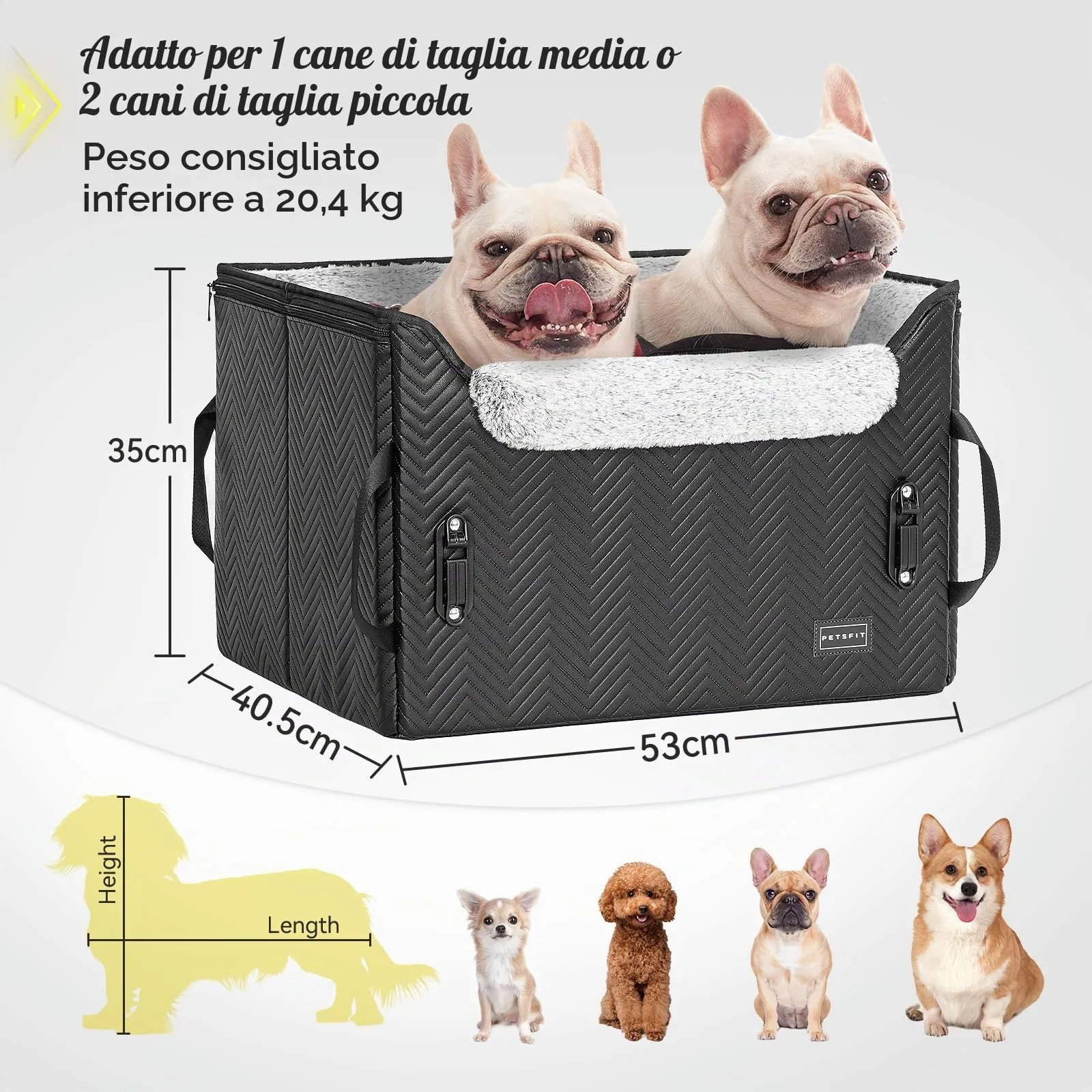 Petsfit Seggiolini auto per cani con fibbie di fissaggio per cintura di sicurezza, impermeabile, in pelle PU, con guinzaglio a clip, per animali domestici di piccola taglia fino a 12kg - immagine 5