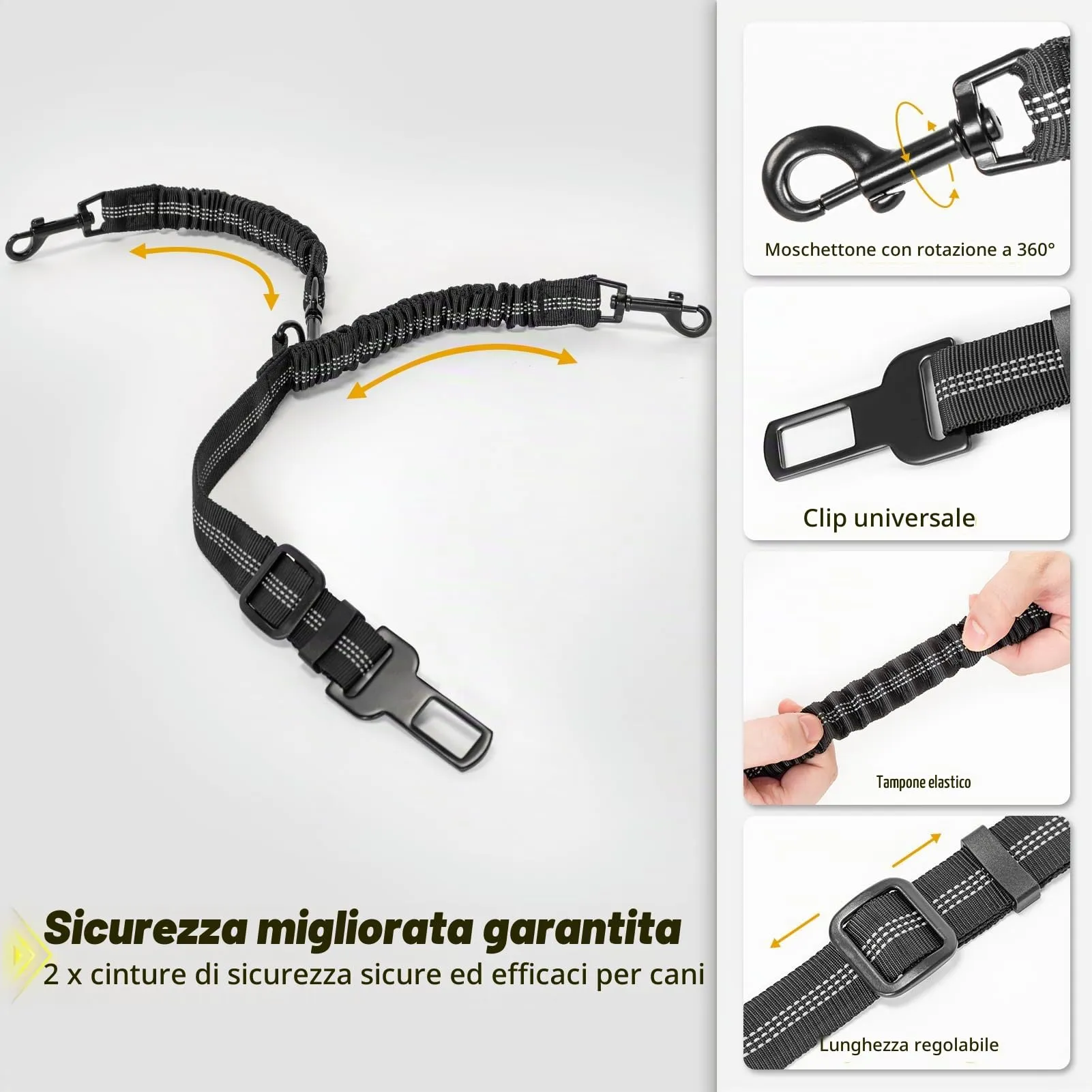 Petsfit Seggiolini auto per cani con fibbie di fissaggio per cintura di sicurezza, impermeabile, in pelle PU, con guinzaglio a clip, per animali domestici di piccola taglia fino a 12kg - immagine 7