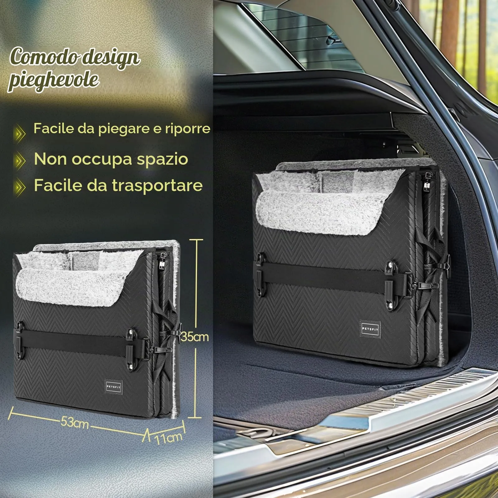 Petsfit Seggiolini auto per cani con fibbie di fissaggio per cintura di sicurezza, impermeabile, in pelle PU, con guinzaglio a clip, per animali domestici di piccola taglia fino a 12kg - immagine 8