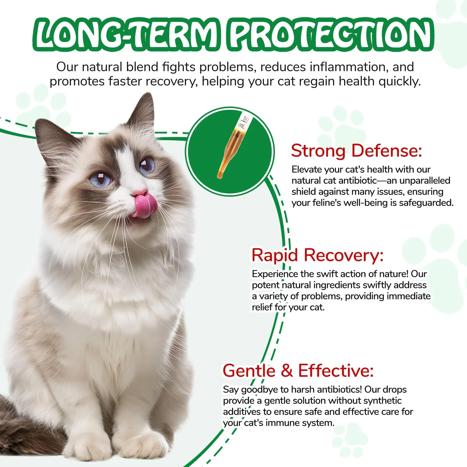 Antibiotici per gatti, Antibiotici naturali per gatti, Antibiotics for Cats, Cat Antibiotics, Supporto Alle Difese Immunitarie E Alle Allergie Dei Gatti,60ML - immagine 5