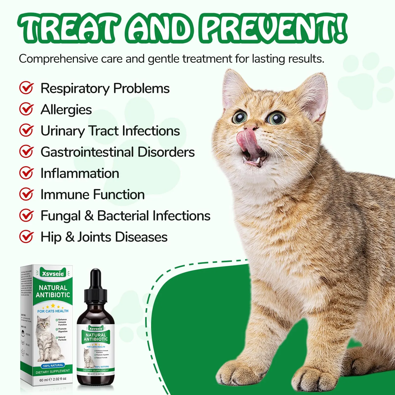 Antibiotici per gatti, Antibiotici naturali per gatti, Antibiotics for Cats, Cat Antibiotics, Supporto Alle Difese Immunitarie E Alle Allergie Dei Gatti,60ML - immagine 7