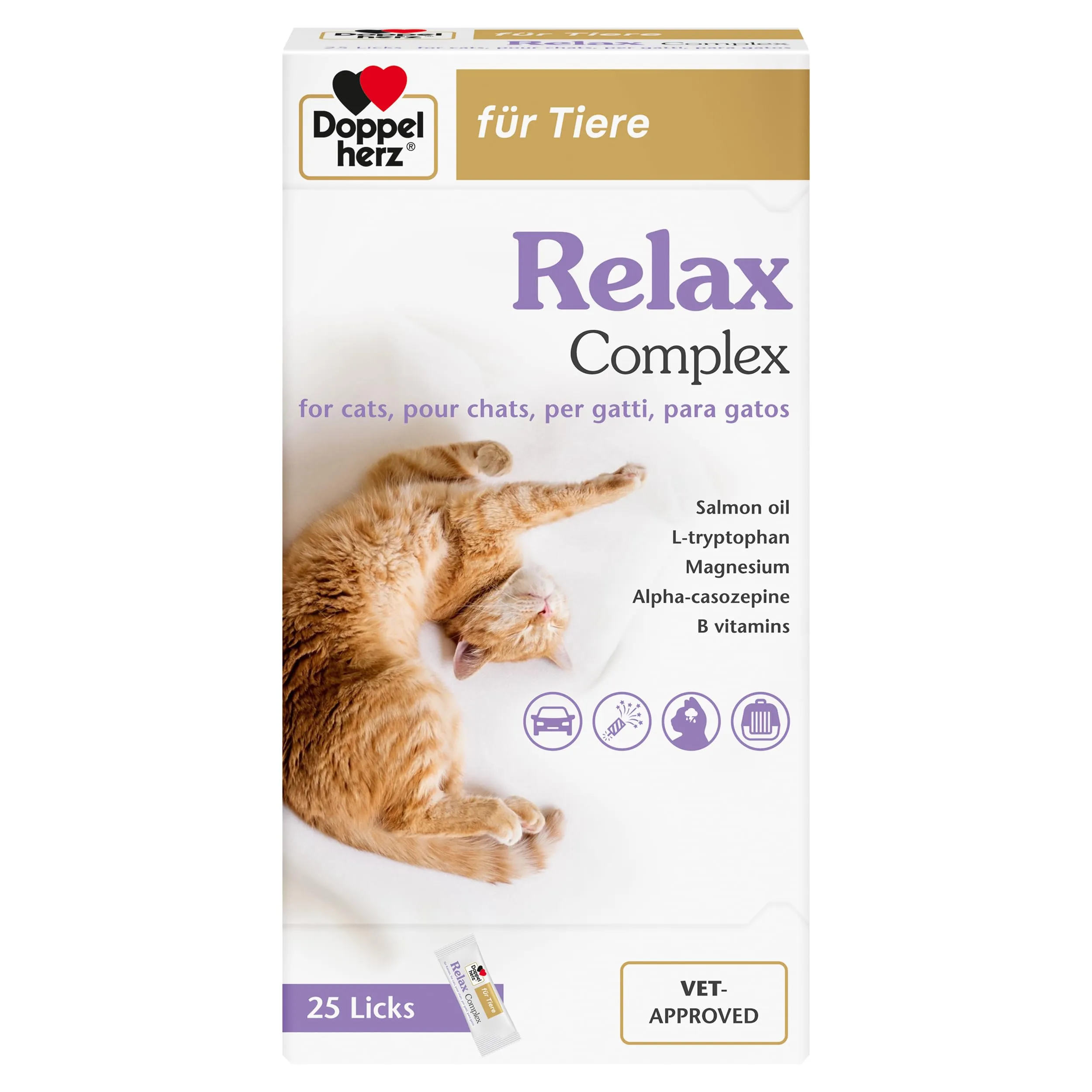 Doppelherz Relax Complex per Gatti – con Alpha-casozepina e L-triptofano – Supporto per il benessere mentale – 25 Licks cremoso - immagine 1