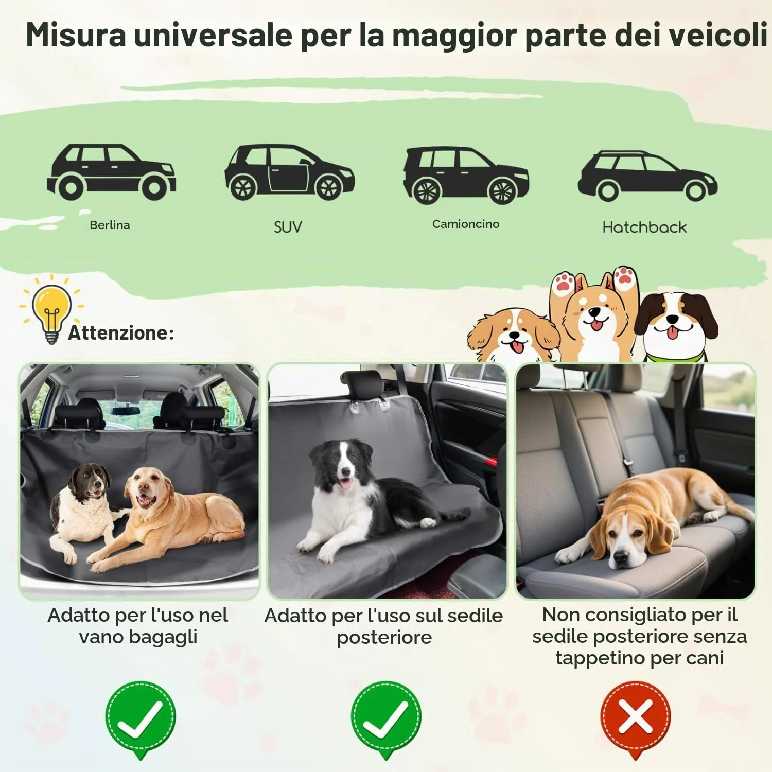 Nobleza Divisorio Auto per Cani, Griglia Separatrice Bagagliaio Universale ed Estensibile, Barriera di Sicurezza per Animali e Bagagli, Fissaggio Poggiatesta, 96-145x30cm, Acciaio, Argento - immagine 6