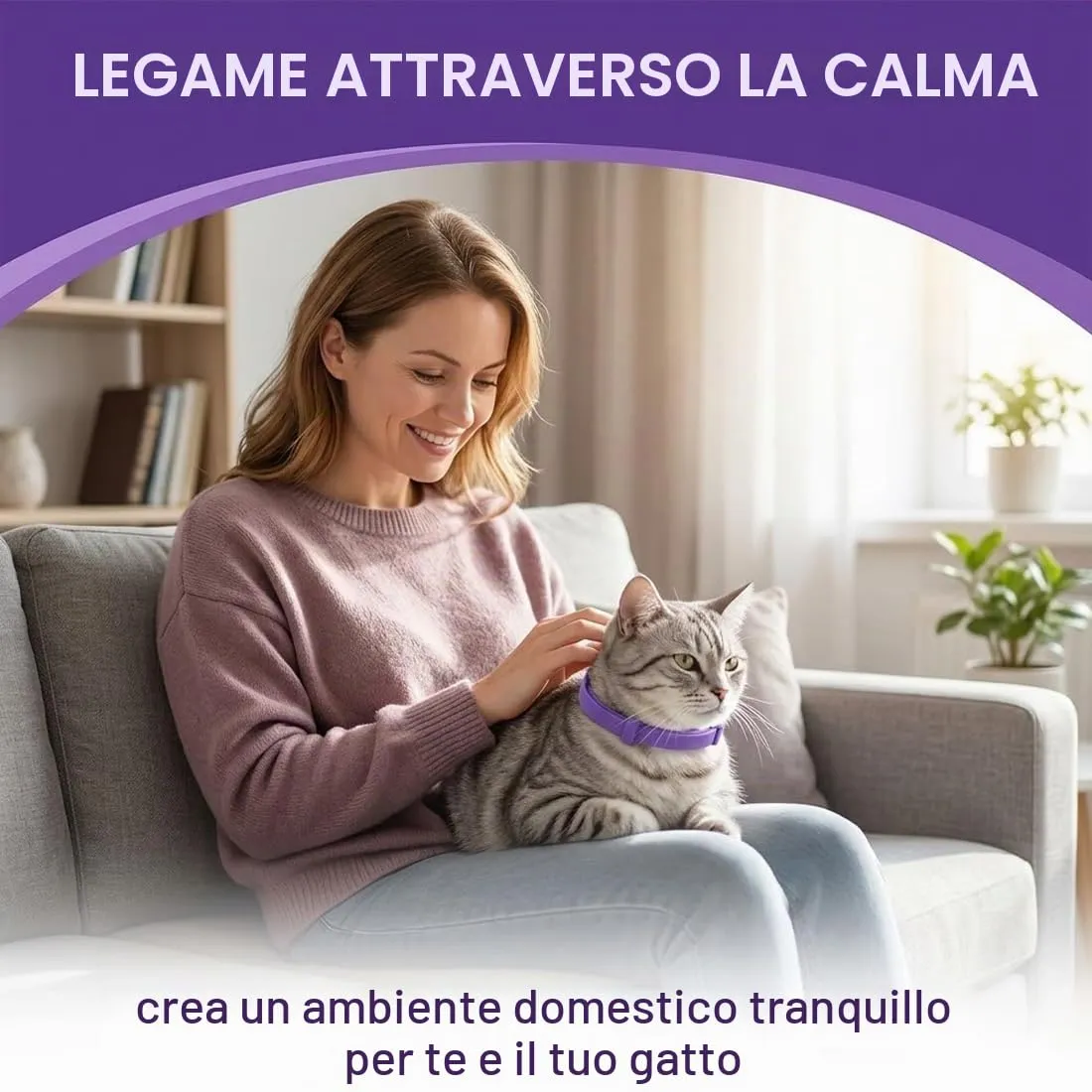 AEKZOX Confezione da 2 Collari Calmanti ai Feromoni per Gatti, Regolabile e Impermeabile, Allevia l'Ansia e Anti-Stress, Non Tossici e Sicuri per Tutte le Taglie, Gatto e (Viola) - immagine 5
