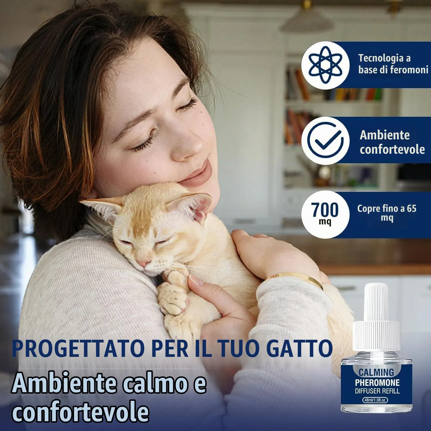 Feromoni Gatto Per Gatti Diffusore Tranquillante Di Calmante Antistress Repellente Per Gatti Irrequieti Feromoni Felini Feromoni Rilassanti E Tranquillanti Rilassanti 6x Ricariche Da 48 Ml Insapore - immagine 2