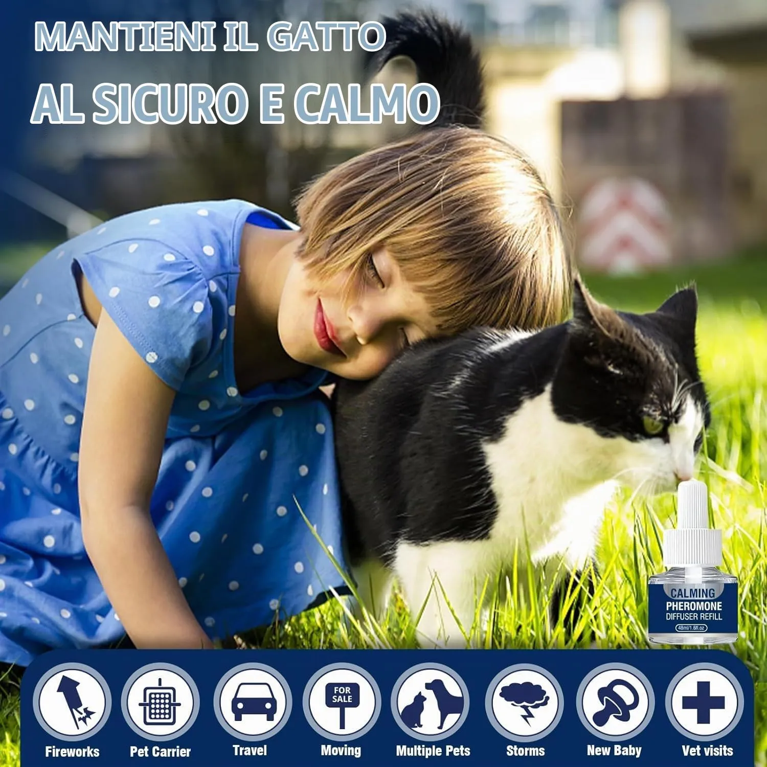Feromoni Gatto Per Gatti Diffusore Tranquillante Di Calmante Antistress Repellente Per Gatti Irrequieti Feromoni Felini Feromoni Rilassanti E Tranquillanti Rilassanti 6x Ricariche Da 48 Ml Insapore - immagine 3