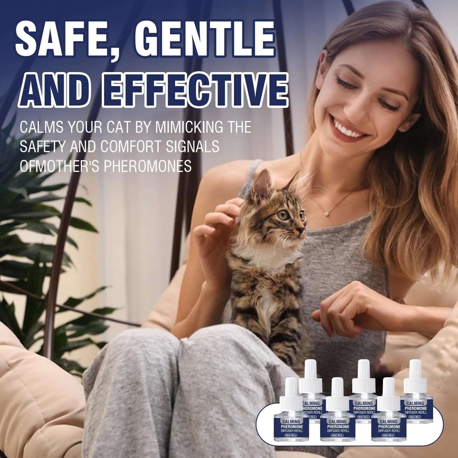 Feromoni Gatto Per Gatti Diffusore Tranquillante Di Calmante Antistress Repellente Per Gatti Irrequieti Feromoni Felini Feromoni Rilassanti E Tranquillanti Rilassanti 6x Ricariche Da 48 Ml Insapore - immagine 7