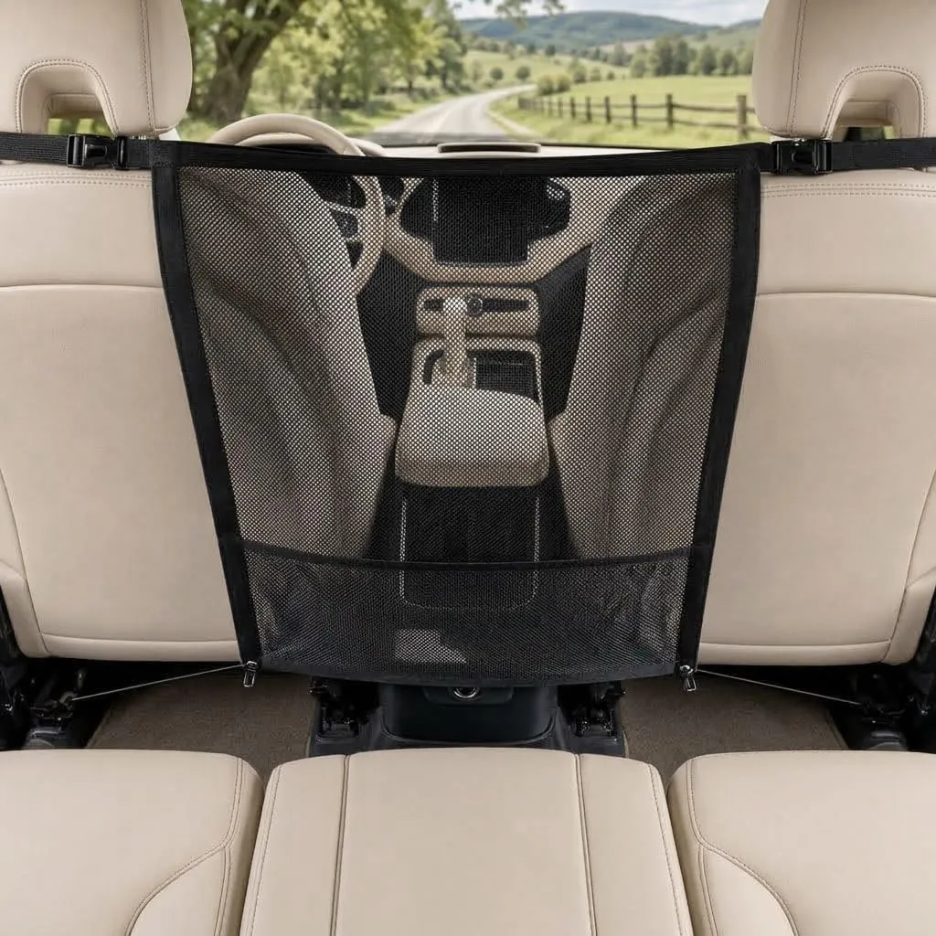 Eosarcu Barriera Auto per Cane, 69 x 57cm Cane Auto Net Barriera con Mesh,Pet Divider Fit Auto/SUV/Camion - immagine 1