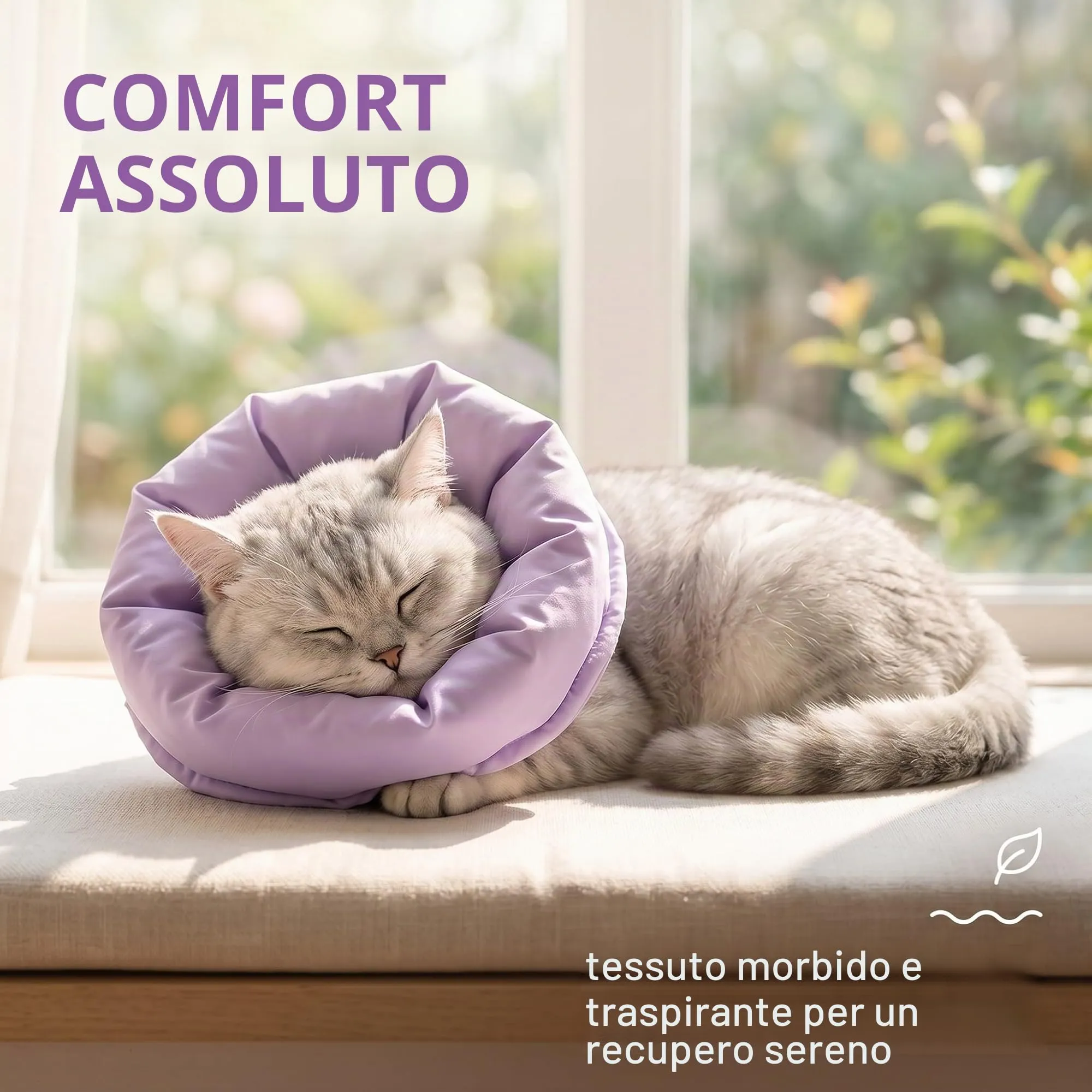 BCZR Collare per Recupero Gatto, Morbido Collare di Recupero Regolabile, Anti-morso, Elisabettiano Protettivo per Gattino, Impedisce di Leccare le Ferite, Comodo per Gatto e Cuccioli, S (Viola) - immagine 4