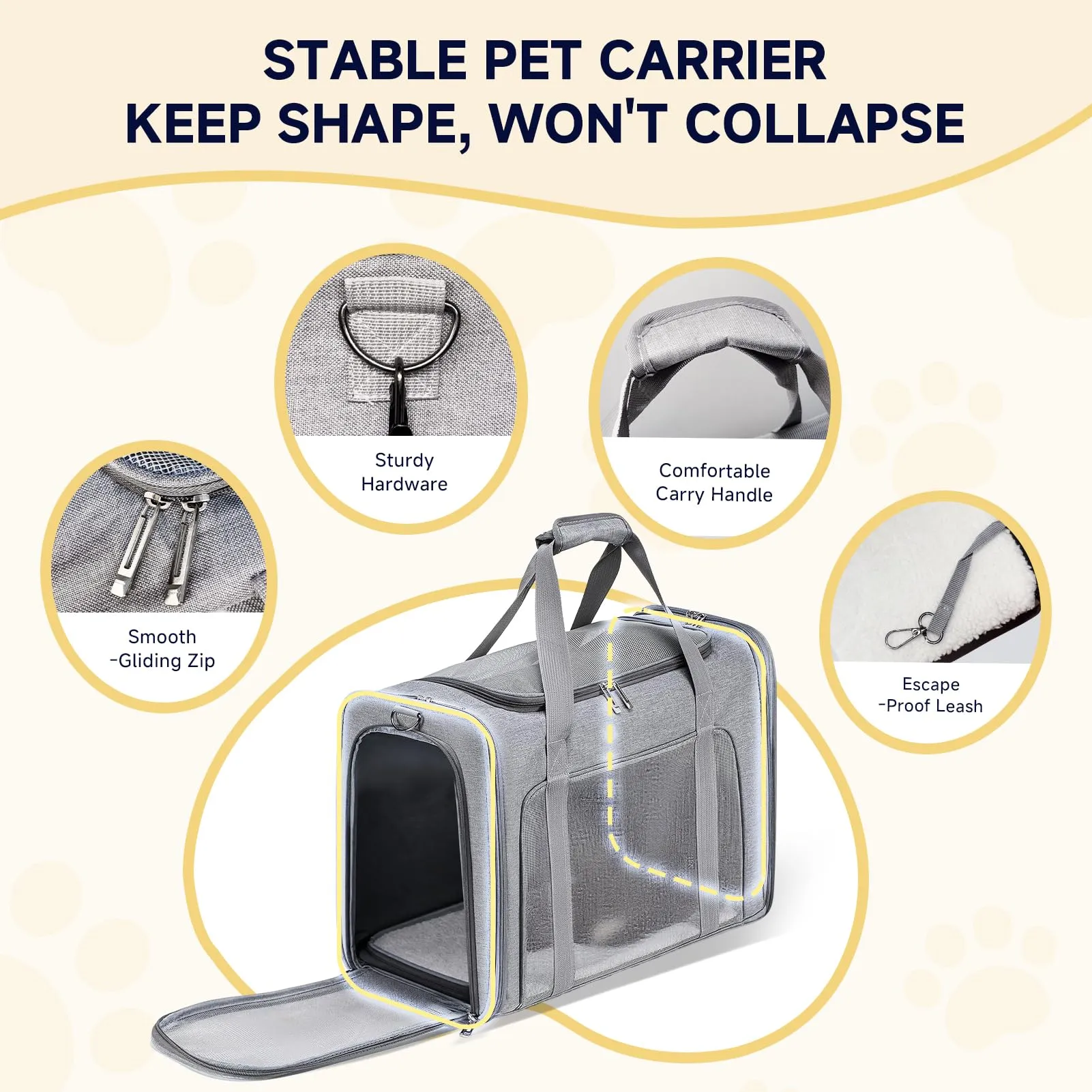 Eurowings Lufthansa - Borsa da trasporto pieghevole per cani in aereo, 55 x 40 x 23 cm, con ciotola da viaggio pieghevole per cani e gatti fino a 12 kg (cachi) - immagine 3