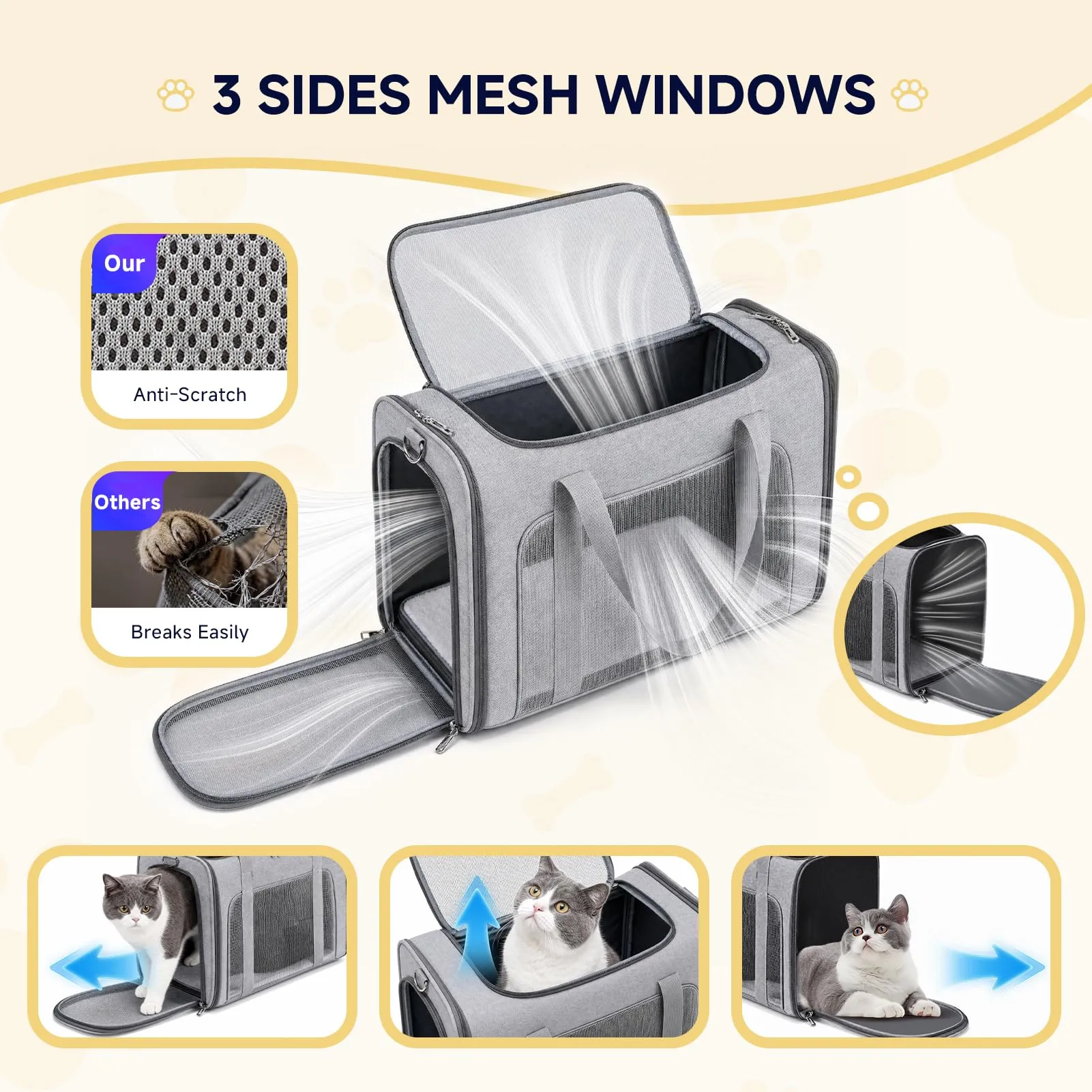 Eurowings Lufthansa - Borsa da trasporto pieghevole per cani in aereo, 55 x 40 x 23 cm, con ciotola da viaggio pieghevole per cani e gatti fino a 12 kg (cachi) - immagine 4