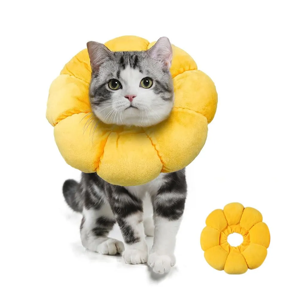 LATRAT 1 collare per gatti con girasole, per gatti, collare di protezione regolabile, per gattini,guarigione delle ferite dopo un intervento chirurgico per animali domestici (XS) - immagine 1