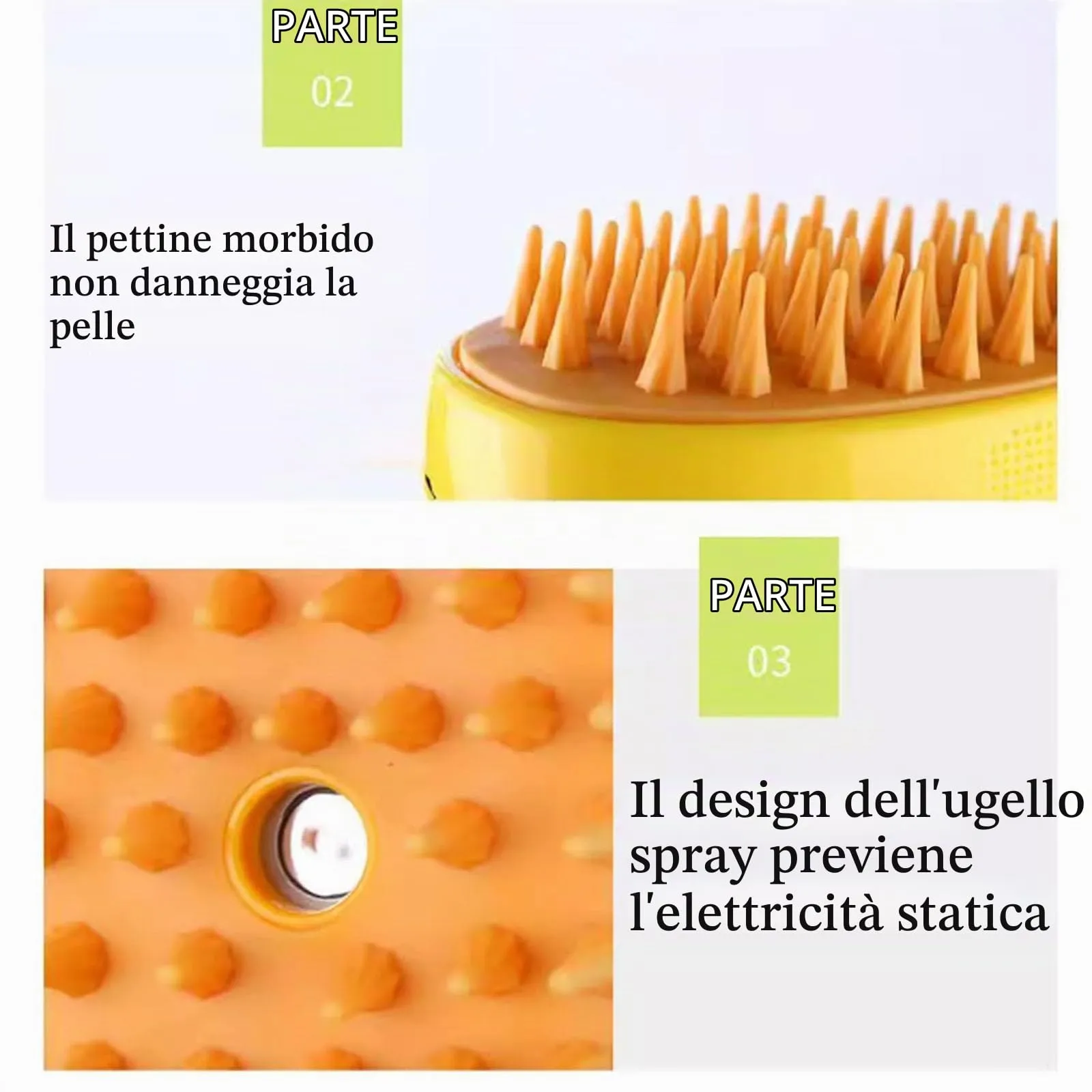 3 in 1 spazzola vapore del gatto, per lo spargimento, per la cura di cani a pelo lungo o corto-Yellow - immagine 6