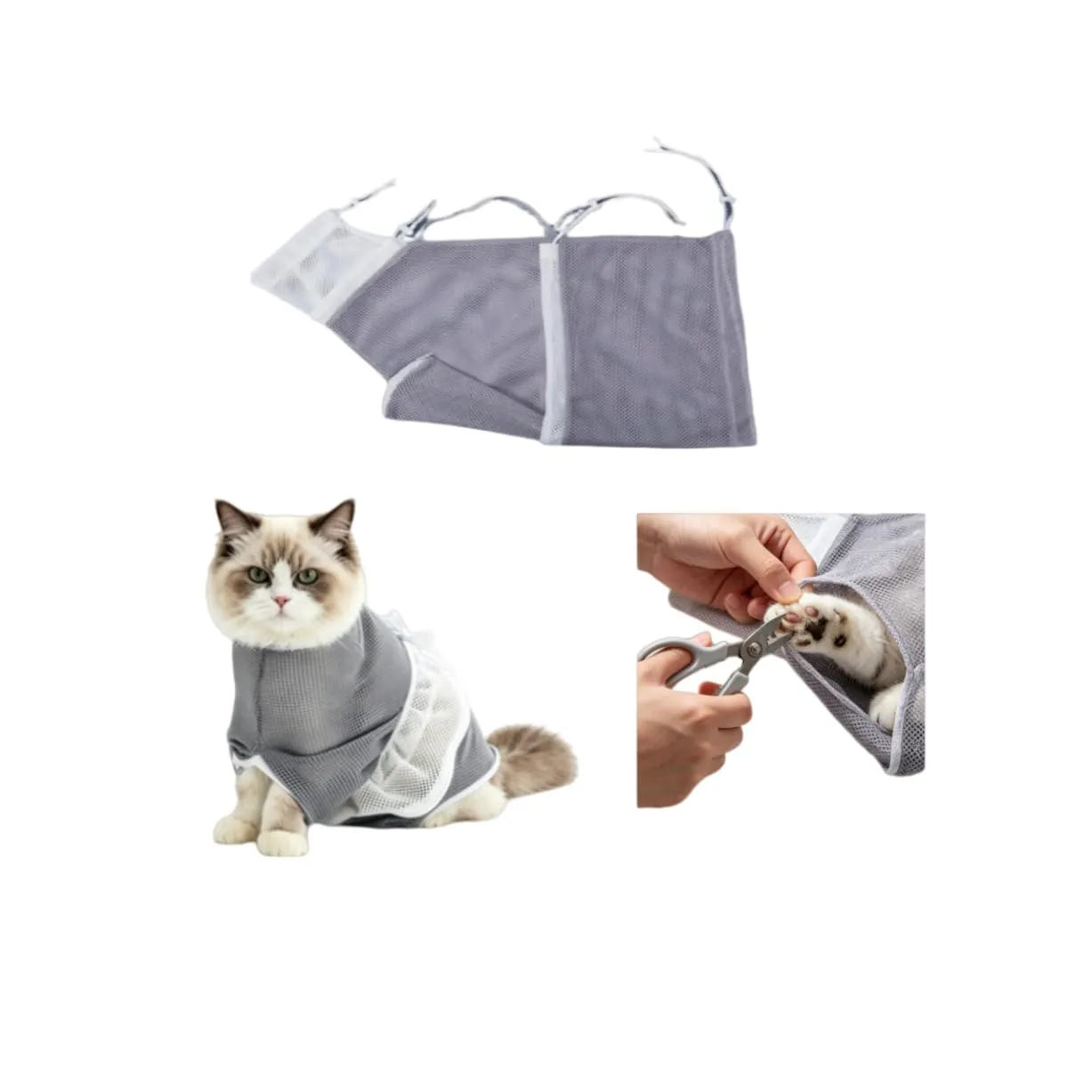 Changyeah Borsa da bagno per gatti, sacchetto da bagno lavabile per gatti in rete per borsa da bagno, borsa da doccia per gatti in rete resistente per gatti piccoli e di taglia media, taglia unghie - immagine 1