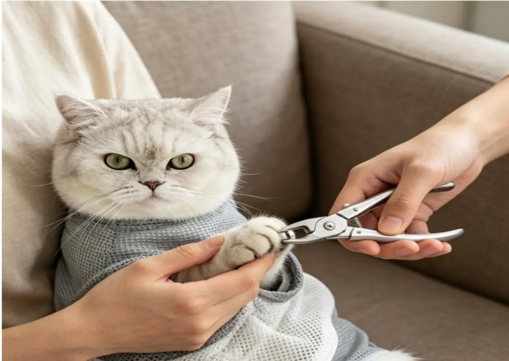 Changyeah Borsa da bagno per gatti, sacchetto da bagno lavabile per gatti in rete per borsa da bagno, borsa da doccia per gatti in rete resistente per gatti piccoli e di taglia media, taglia unghie - immagine 4