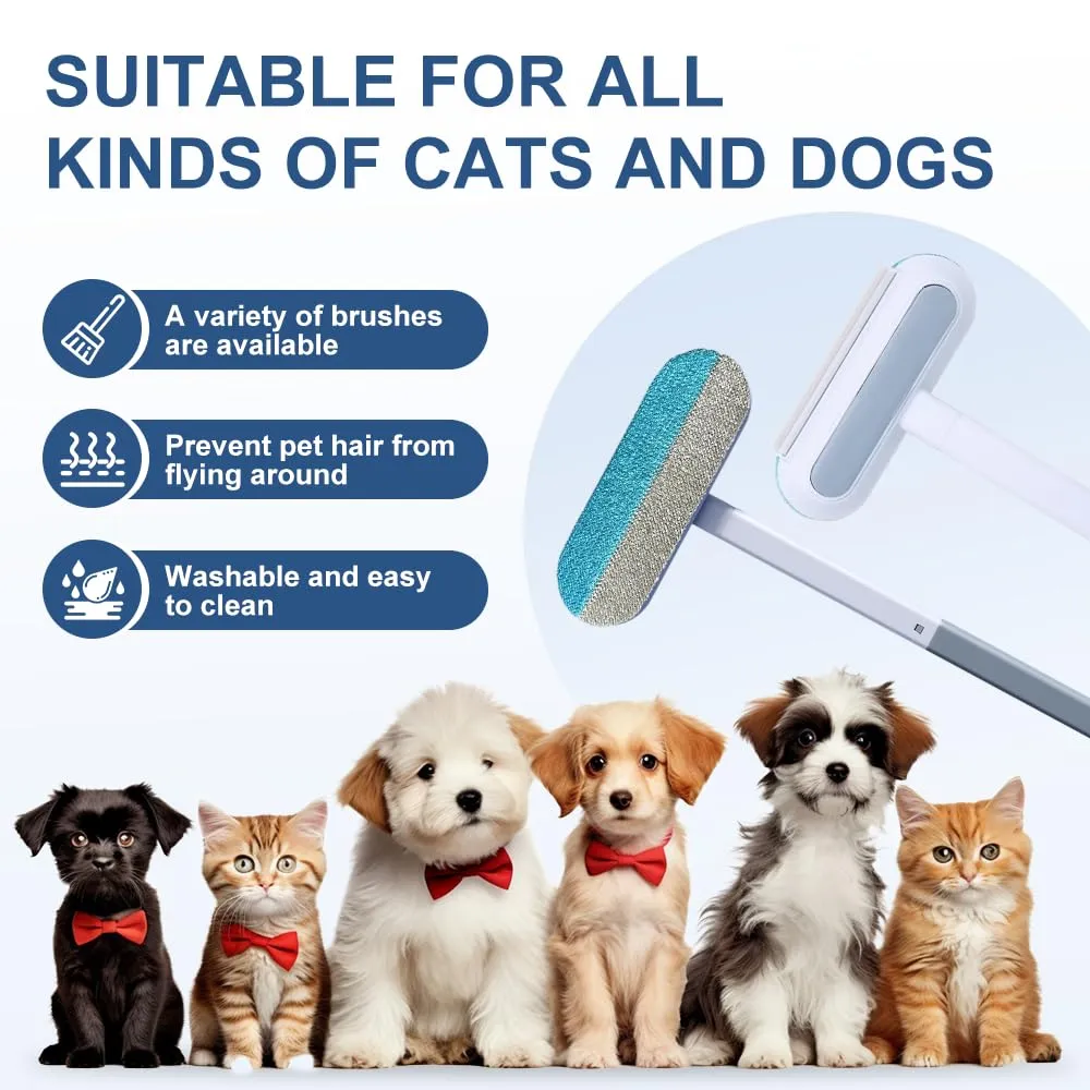 Togli Peli Animali 4 in 1 Manico Extra Iungo Riutilizzabile Spazzola Peli Gatto Adatto Per Mobili Tappeti Abbigliamento Biancheria Da Ietto Remover Gatto - immagine 7