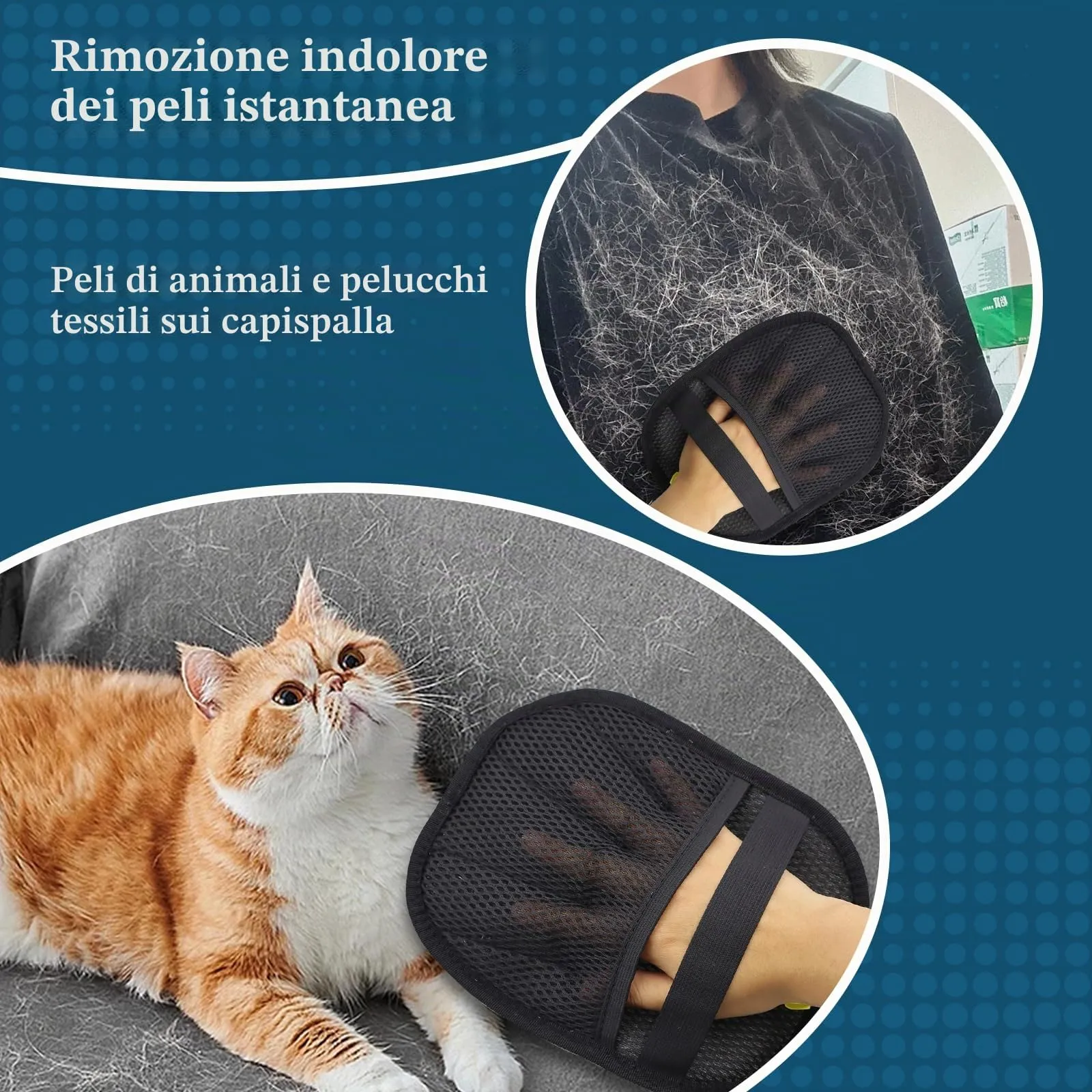 WestCH 3 Pezzi Pet Hair Remover Glove Guanti Rimuovi Peli Animali Guanti Elettrostatici Riutilizzabili Antistatici su Entrambi i Lati per Tappeti e dei Divani la Pulizia dei la rimozione Cani e Gatti - immagine 6