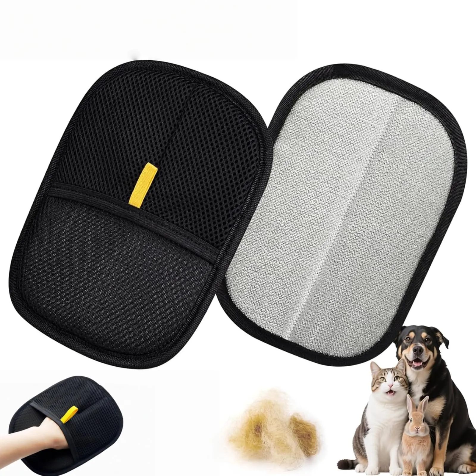 bergxperten varibee Guanto per la rimozione dei pelidi Animali con setole elettrostatiche Doppie,Riutilizzabili, Guanti Statici per Pulizia di Gatti e Cani, Perfetti per Vestiti, Tappeti e Divani - immagine 1