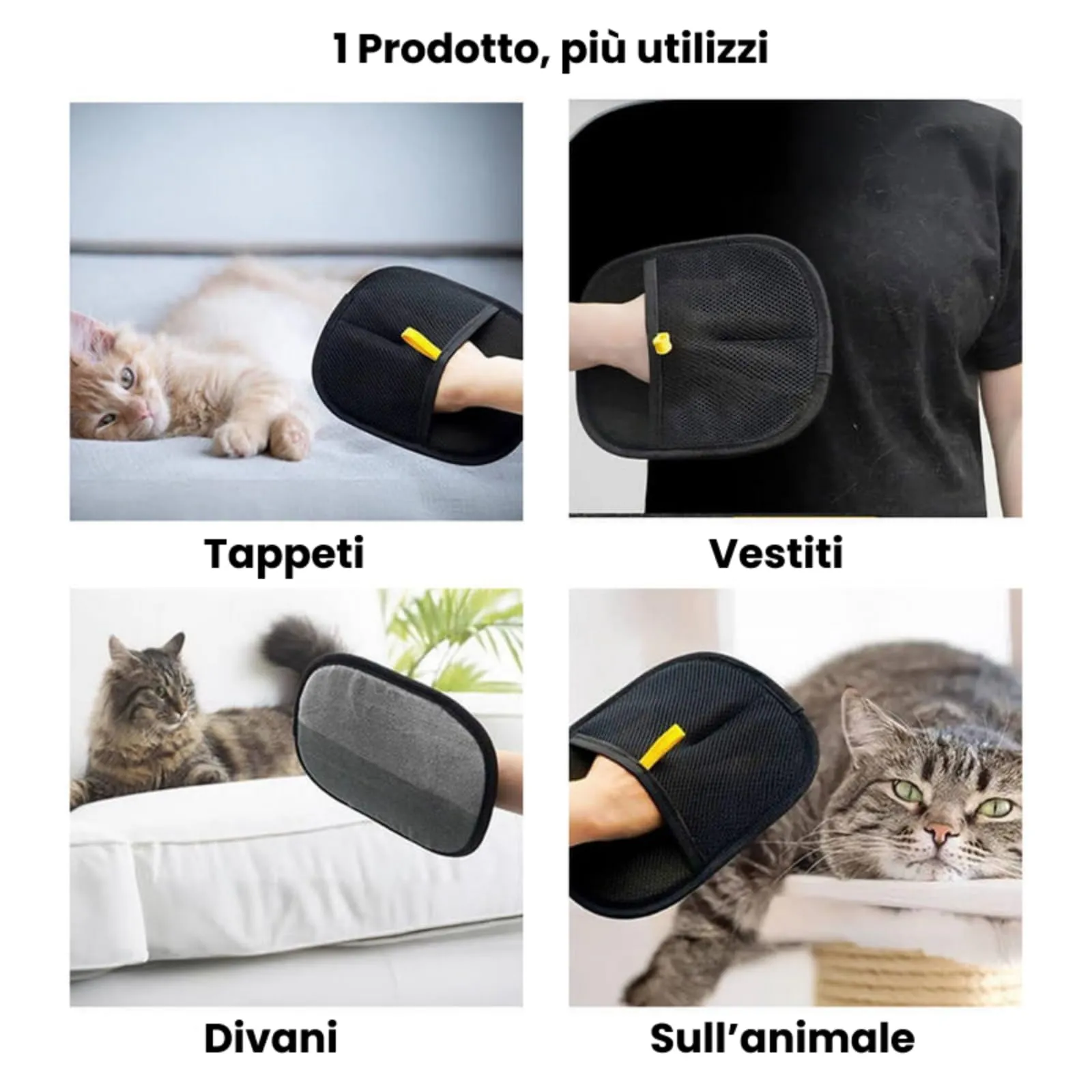 bergxperten varibee Guanto per la rimozione dei pelidi Animali con setole elettrostatiche Doppie,Riutilizzabili, Guanti Statici per Pulizia di Gatti e Cani, Perfetti per Vestiti, Tappeti e Divani - immagine 4