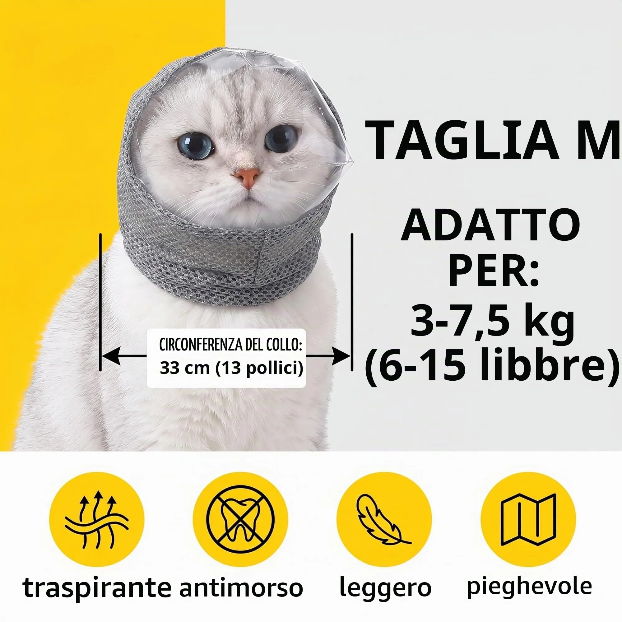 LAPQOS Accessori per la cura delle unghie dei gatti,a prova di morso e con visiera protettiva anti-leccamento; adatta per la toelettatura, il taglio delle unghie e il bagno del gatto. - immagine 2