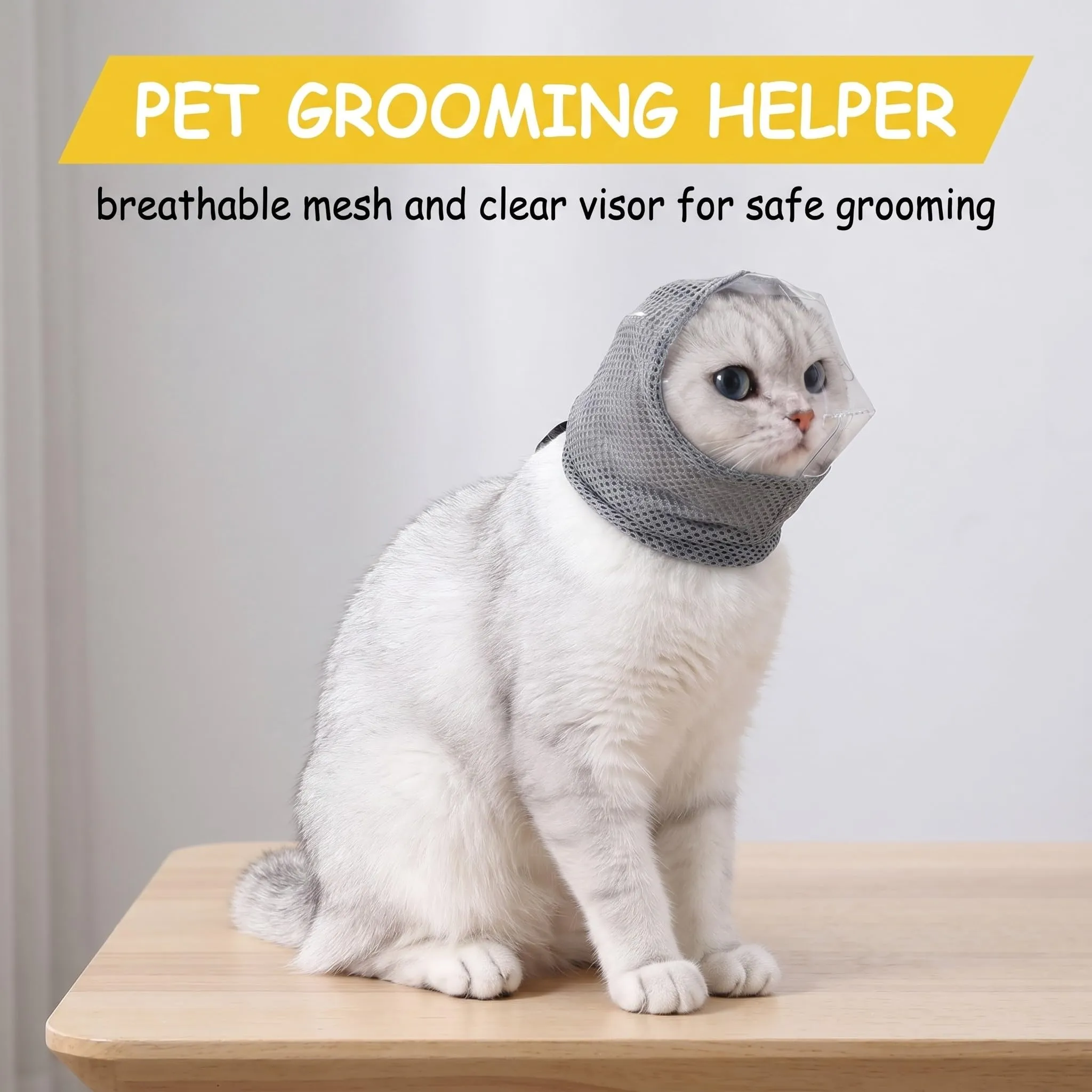 LAPQOS Accessori per la cura delle unghie dei gatti,a prova di morso e con visiera protettiva anti-leccamento; adatta per la toelettatura, il taglio delle unghie e il bagno del gatto. - immagine 3