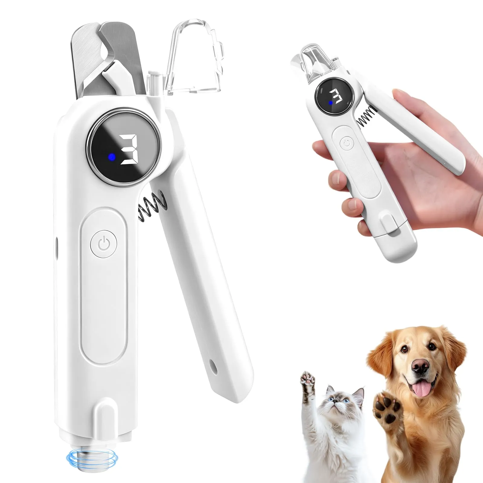 Criveple Tagliaunghie 2 in 1 per Cani, con Luce LED e Lima per Unghie, Silenzioso, 3 Livelli di Regolazione, Dotato di Contenitore per i residui, Gatti e Altri Animali Domestici - immagine 1