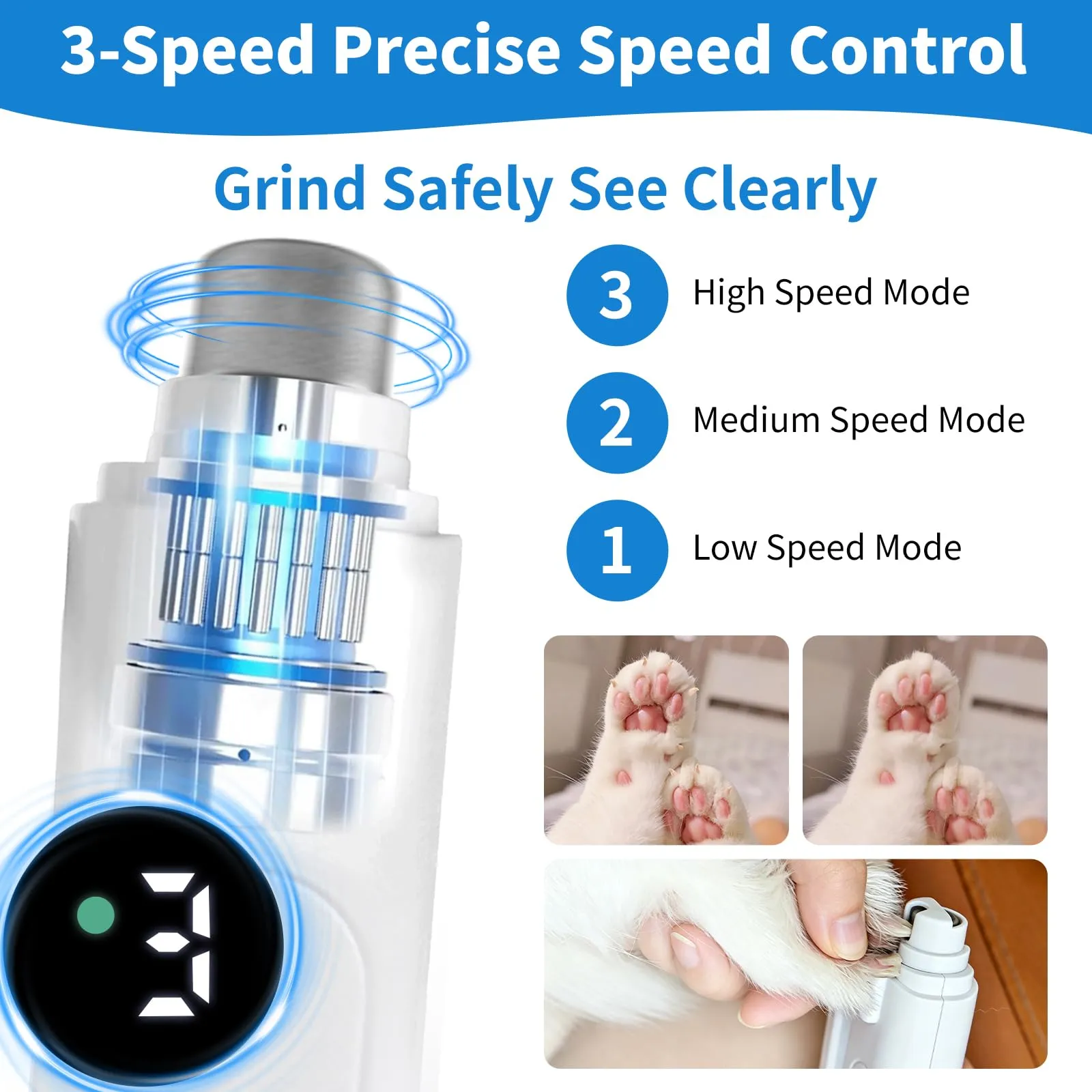 Criveple Tagliaunghie 2 in 1 per Cani, con Luce LED e Lima per Unghie, Silenzioso, 3 Livelli di Regolazione, Dotato di Contenitore per i residui, Gatti e Altri Animali Domestici - immagine 4