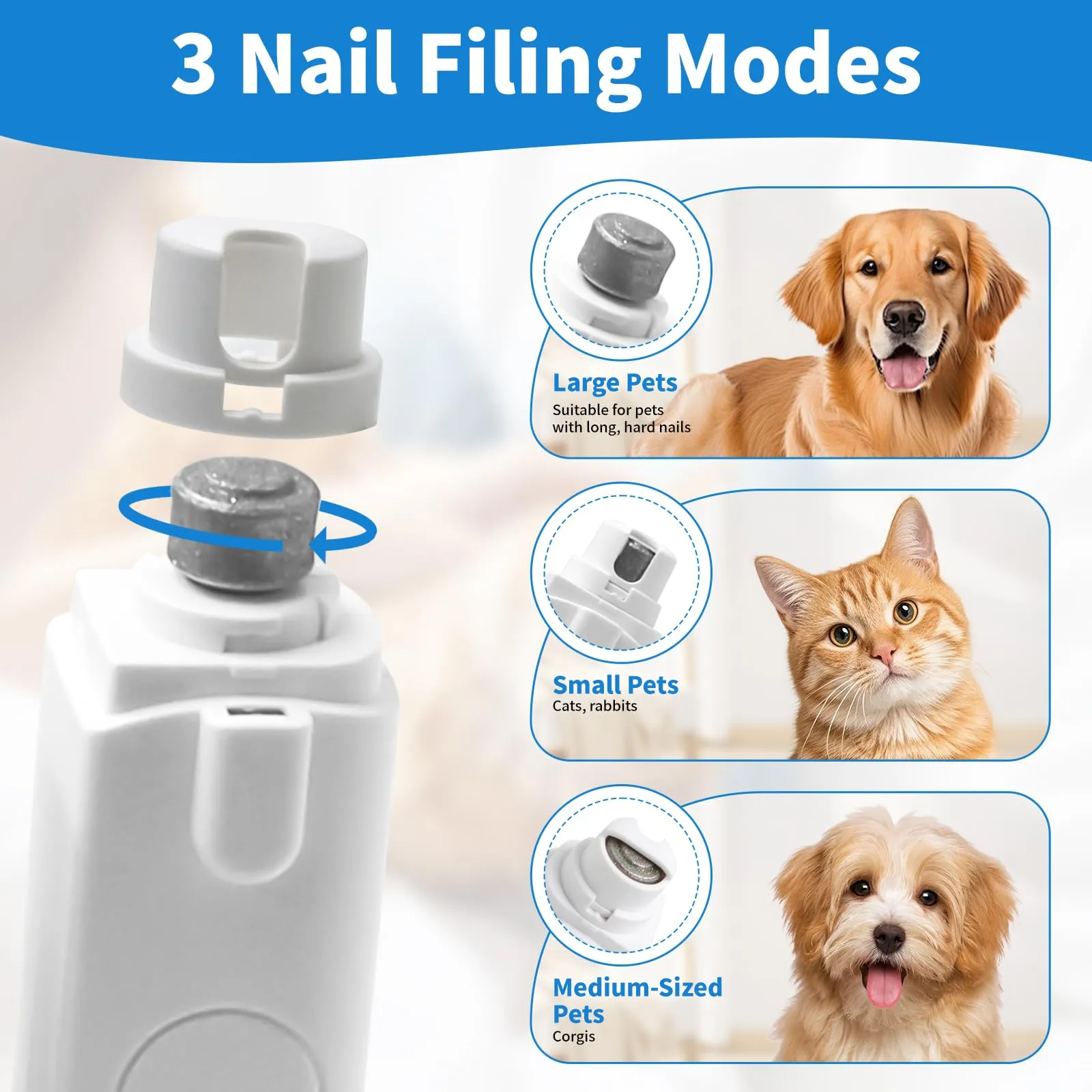 Criveple Tagliaunghie 2 in 1 per Cani, con Luce LED e Lima per Unghie, Silenzioso, 3 Livelli di Regolazione, Dotato di Contenitore per i residui, Gatti e Altri Animali Domestici - immagine 7
