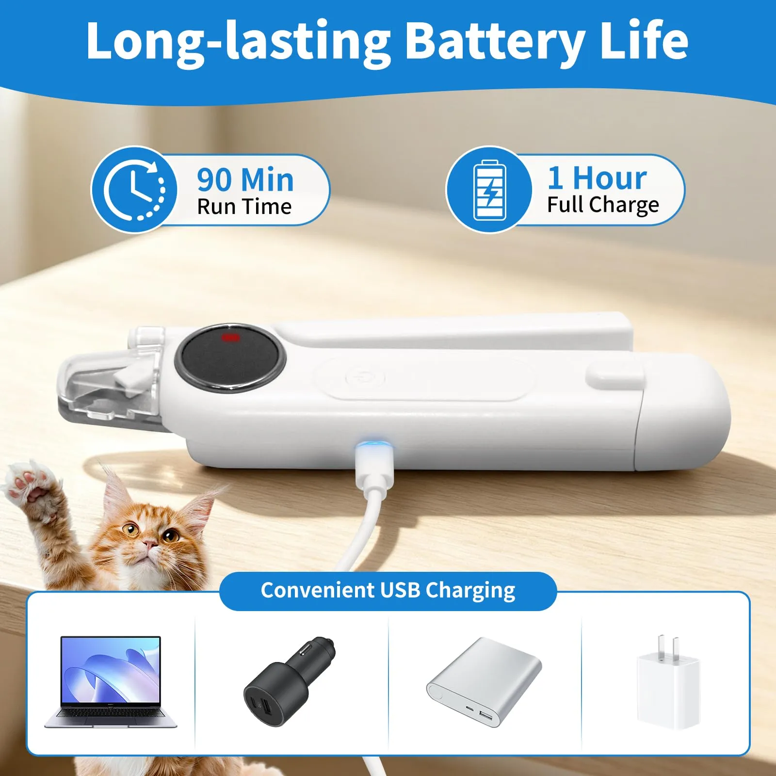 Criveple Tagliaunghie 2 in 1 per Cani, con Luce LED e Lima per Unghie, Silenzioso, 3 Livelli di Regolazione, Dotato di Contenitore per i residui, Gatti e Altri Animali Domestici - immagine 8