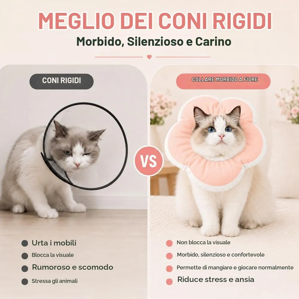 Collare Protettivo Gatto Regolabile,HMCEY Collare Gatto Morbido - immagine 5