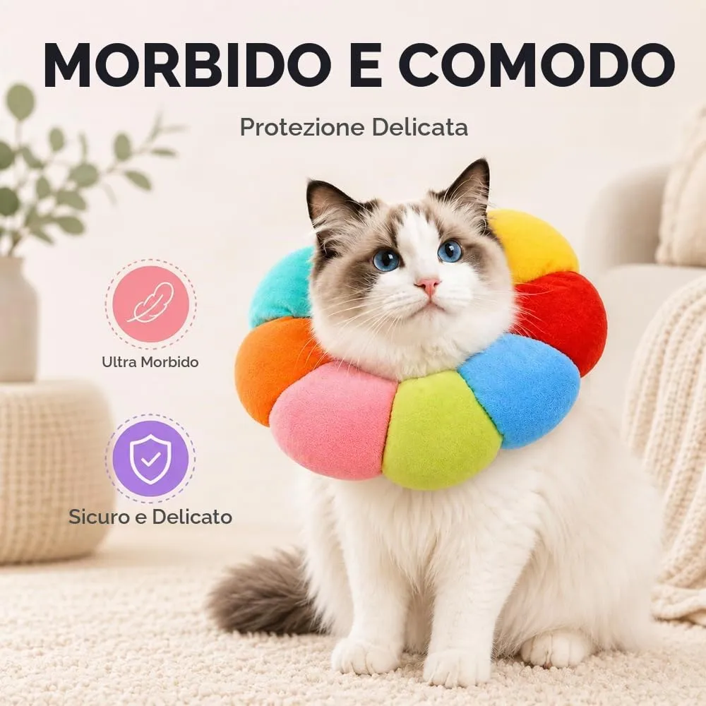 Collare Protettivo Gatto Regolabile,HMCEY Collare Gatto Morbido - immagine 4